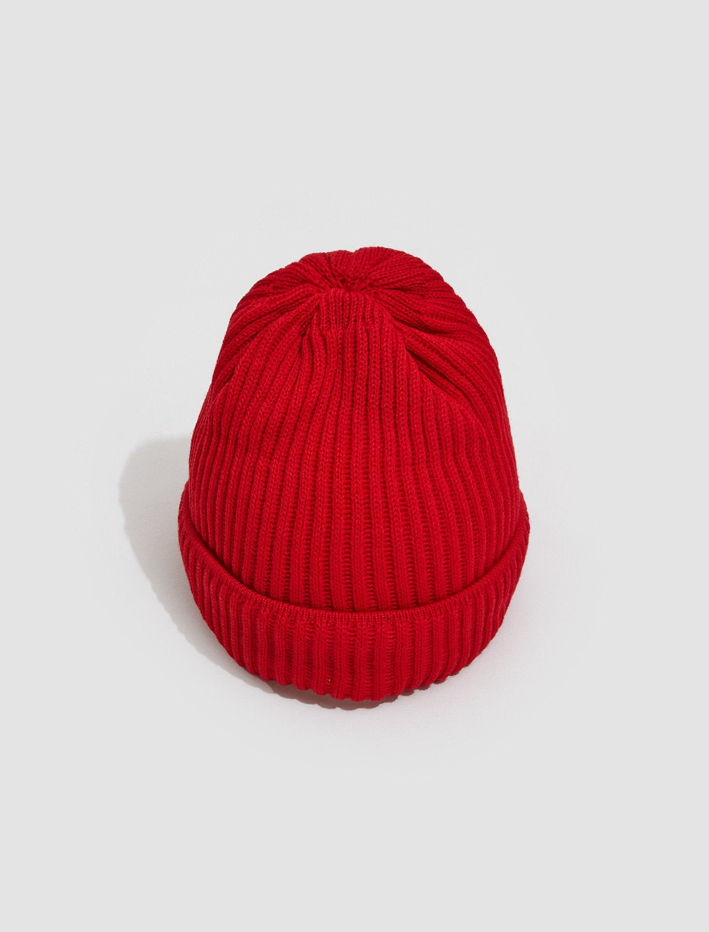 Ribbed Knit Beanie in Red