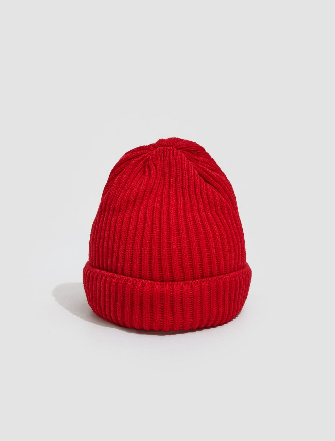 Ribbed Knit Beanie in Red