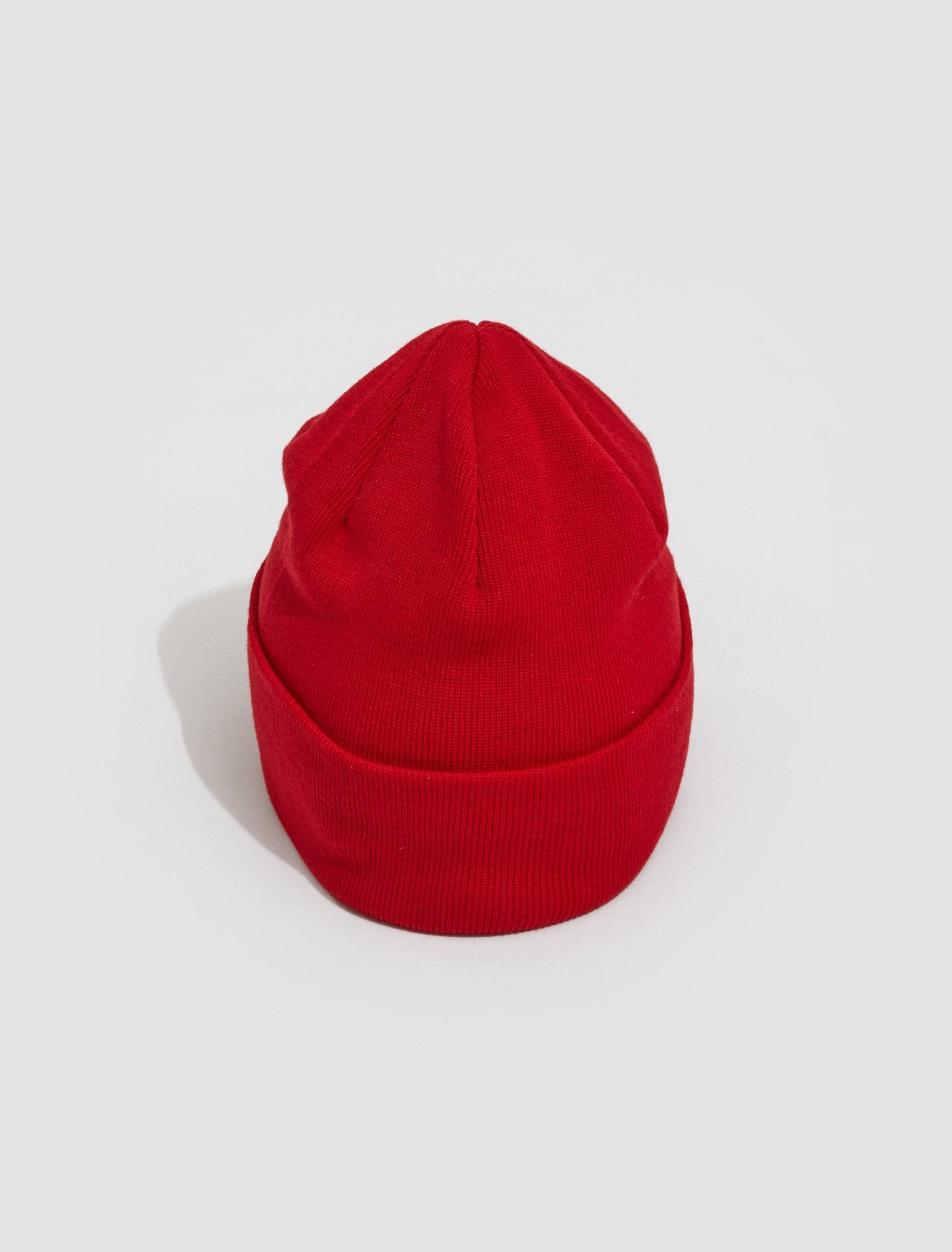 Fine Knit Merino Wool Beanie in Red