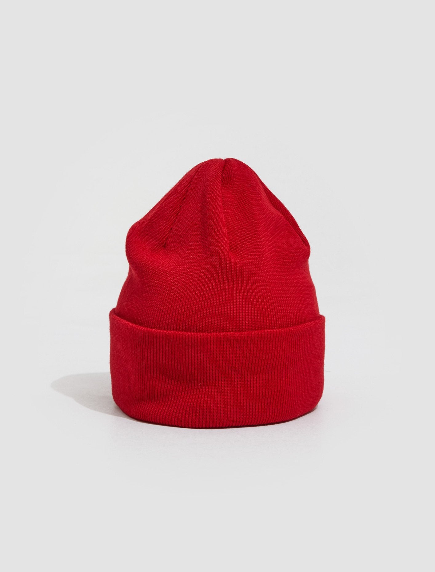 Fine Knit Merino Wool Beanie in Red