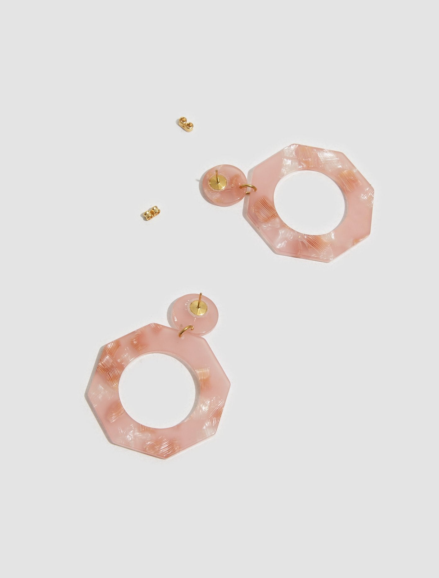 Clef Earrings in Iced Pink