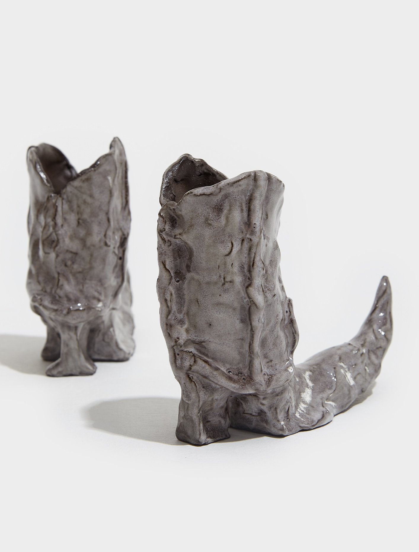 Cowboy Boot Candle Holders in Grey