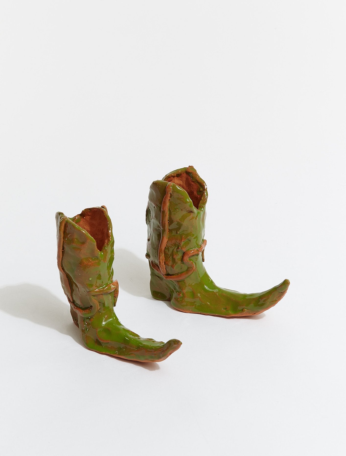 Cowboy Boot Candle Holders in Green