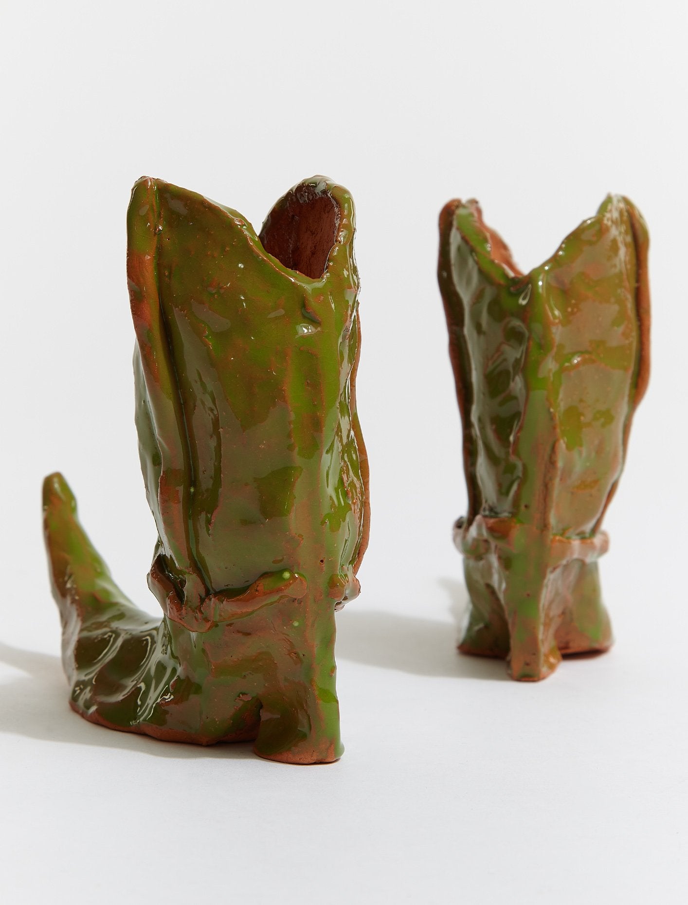 Cowboy Boot Candle Holders in Green