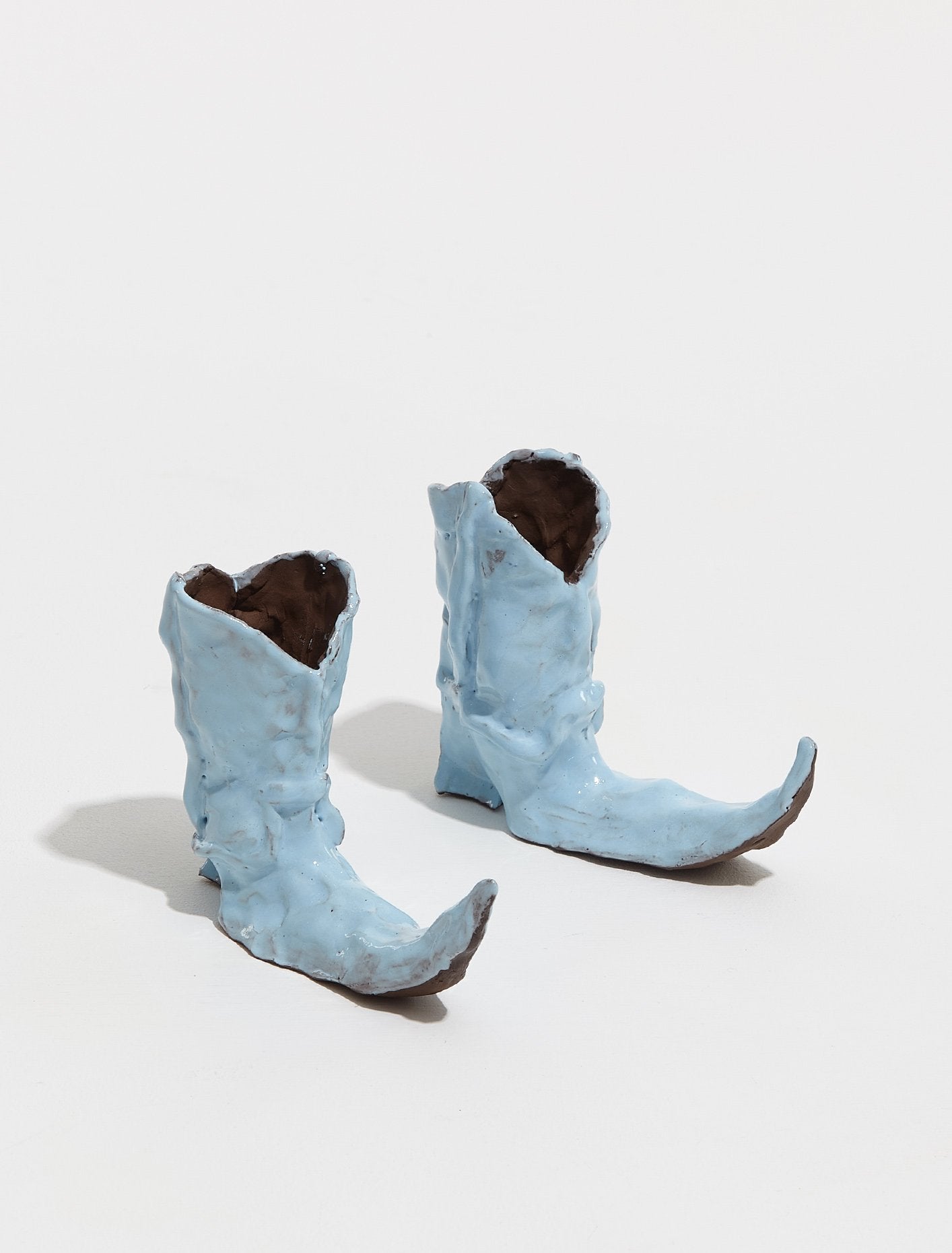 Cowboy Boot Candle Holders in Light Blue