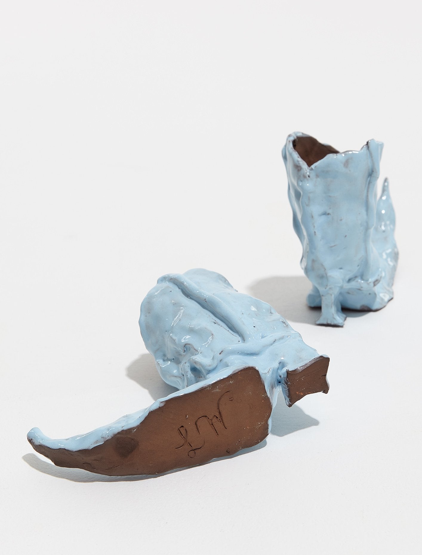 Cowboy Boot Candle Holders in Light Blue