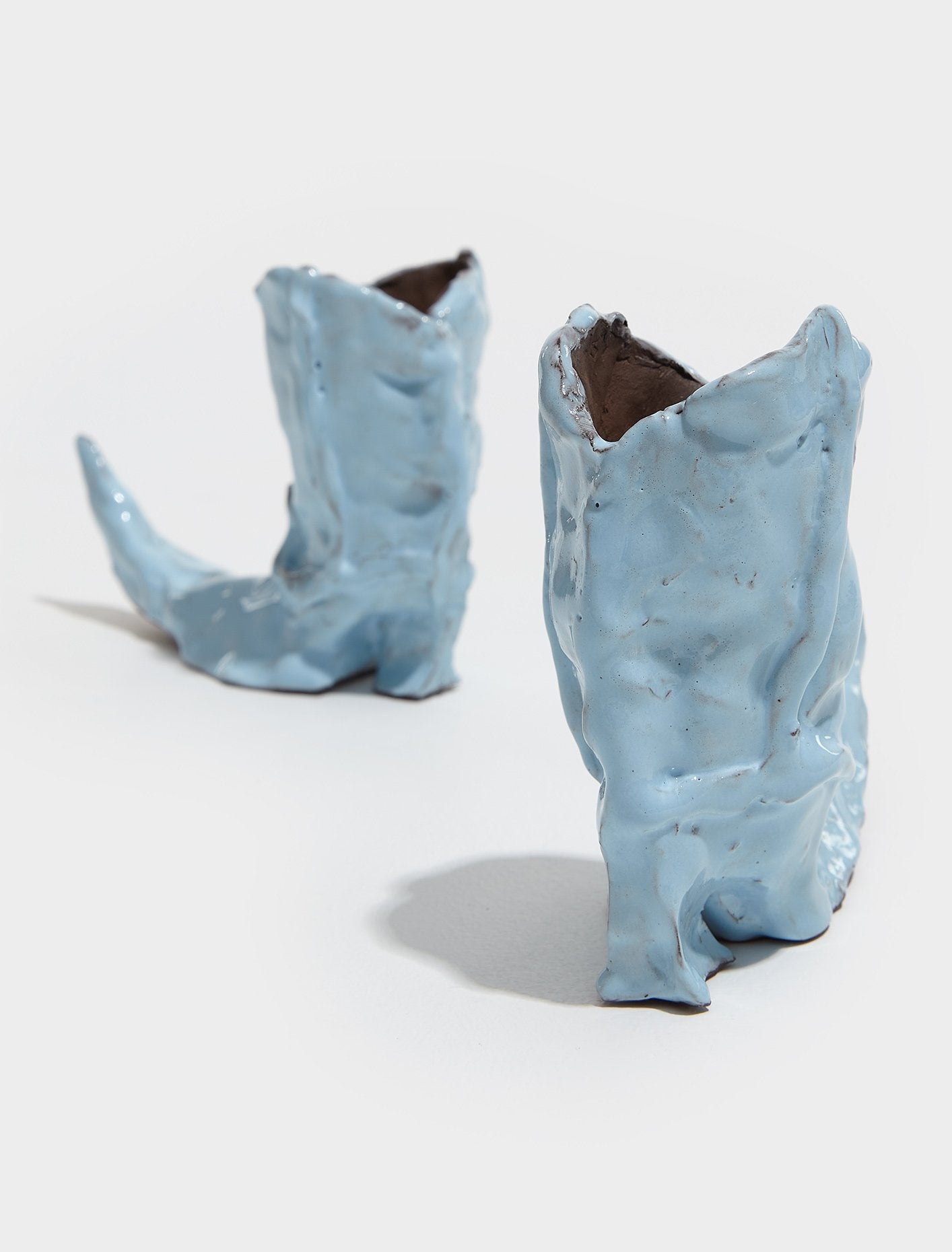 Cowboy Boot Candle Holders in Light Blue