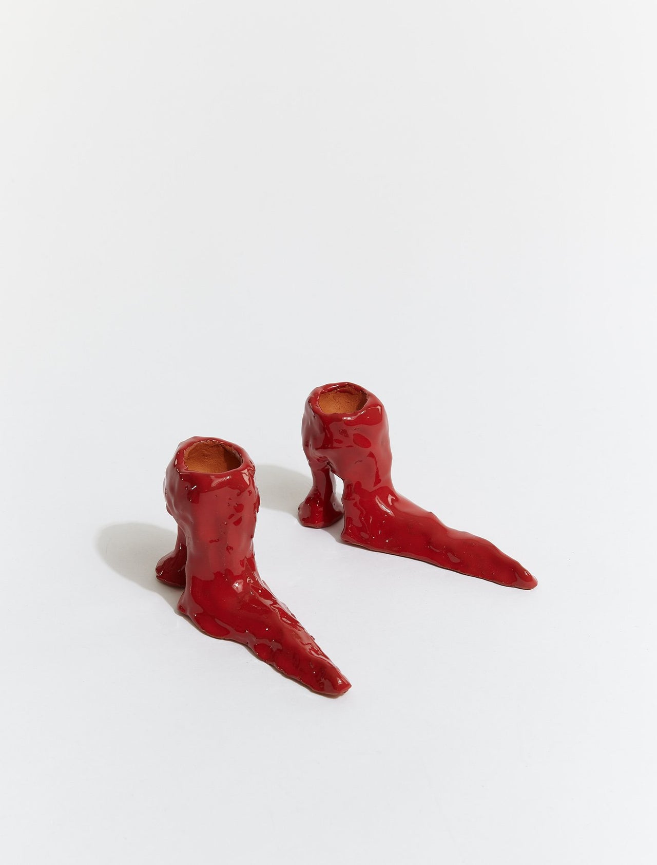 Low Heel Candle Holders in Red