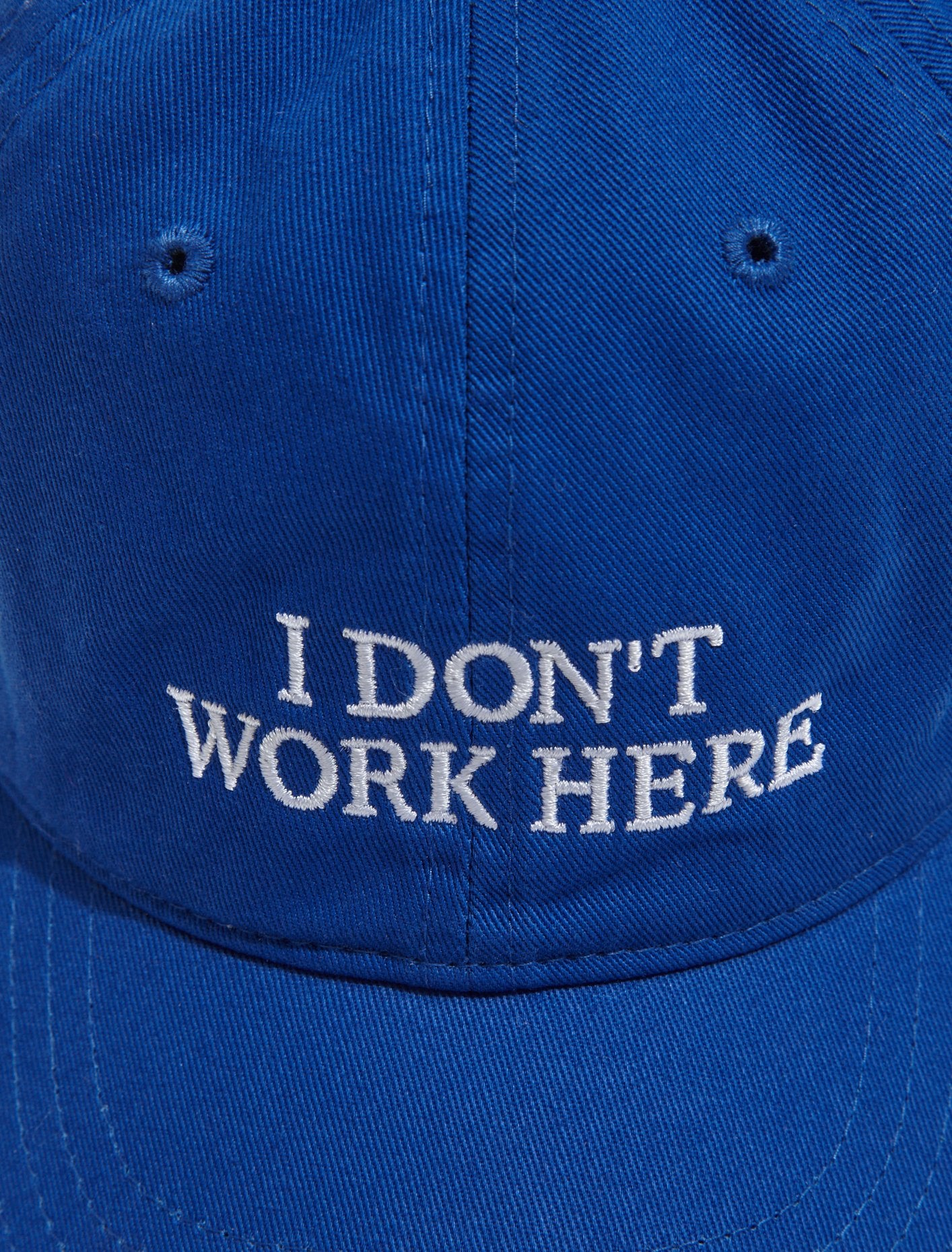 I Don't Work Here Cap in Blue and White