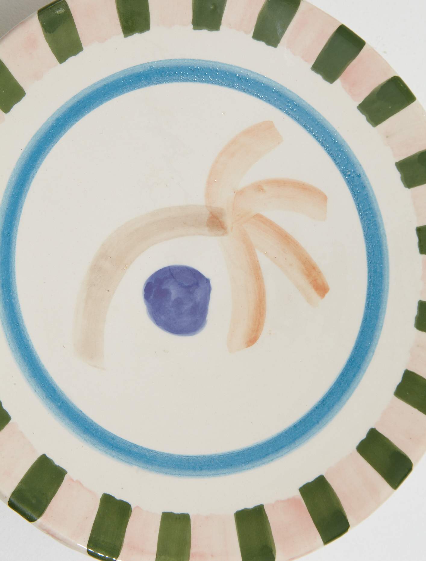 Handpainted Plate "A la Plage Blue Bamboo"