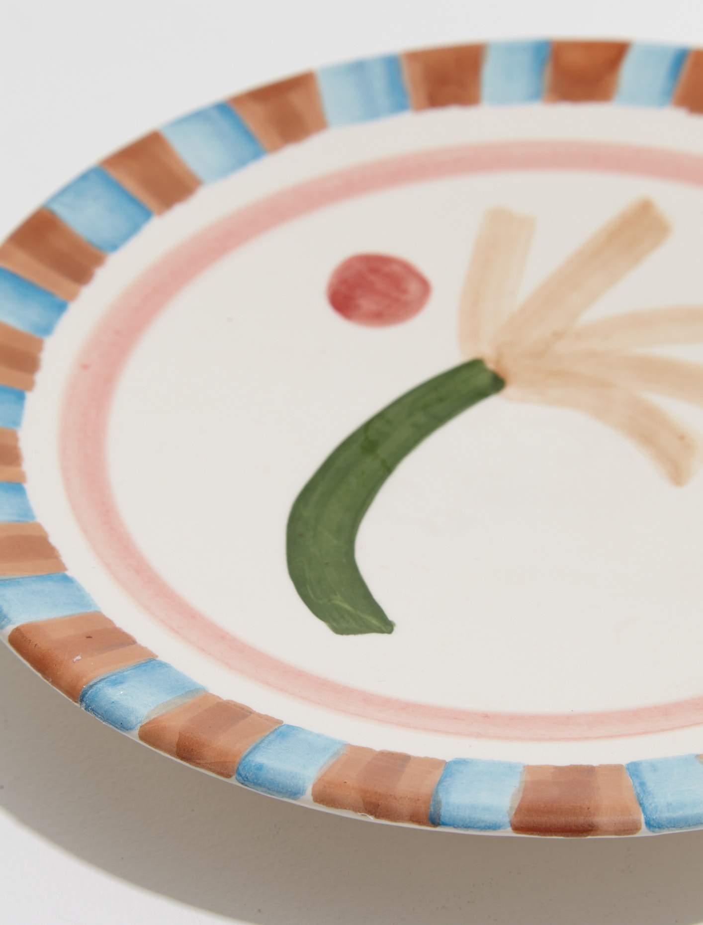 Handpainted Plate "A la Plage Orange Bamboo"