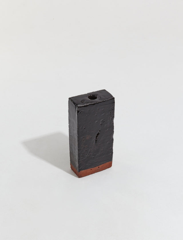 A Single Brick Candle Holder in Black
