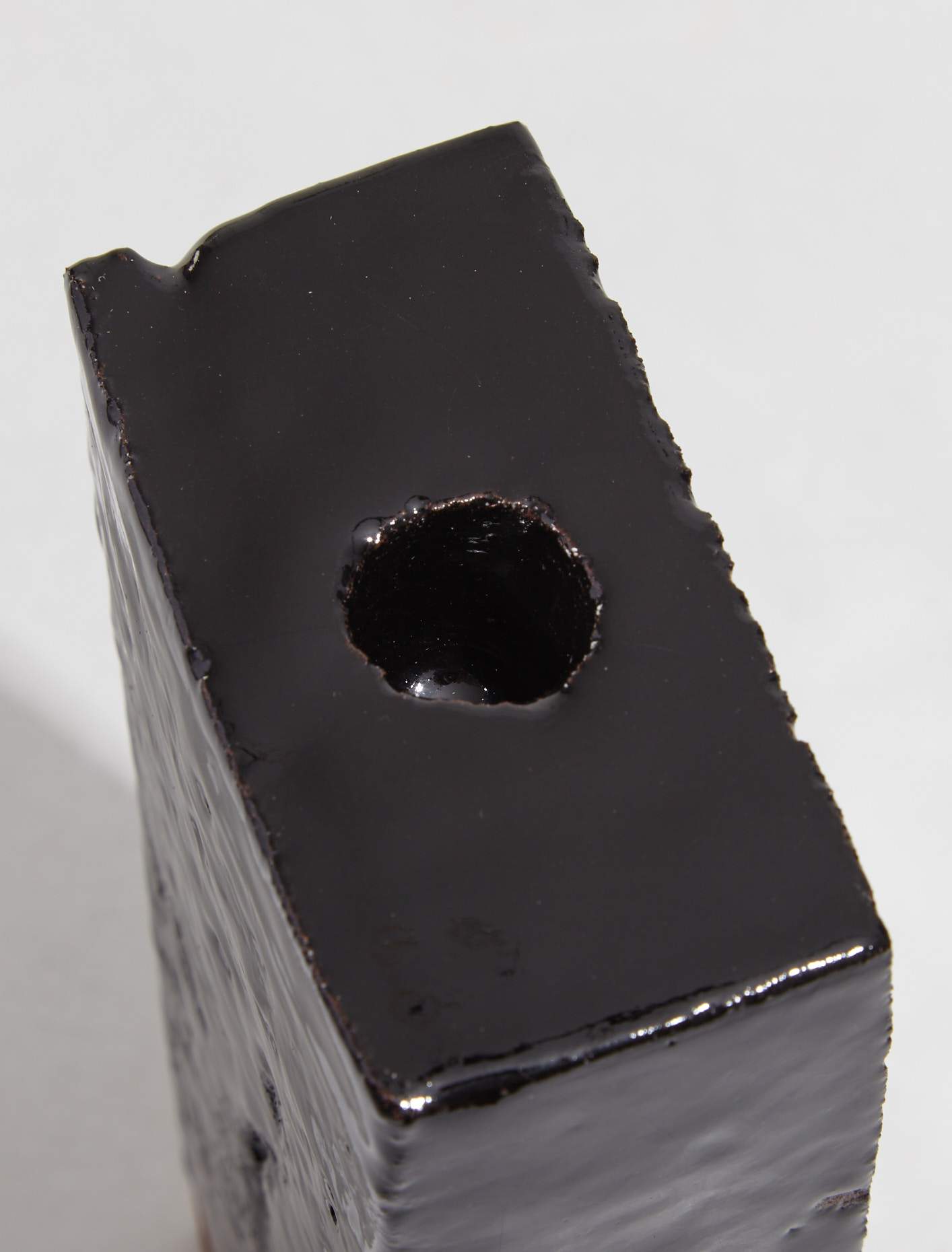 A Single Brick Candle Holder in Black