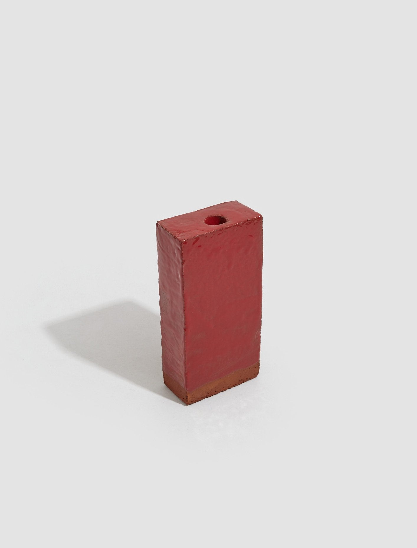 A Single Brick Candle Holder in Red