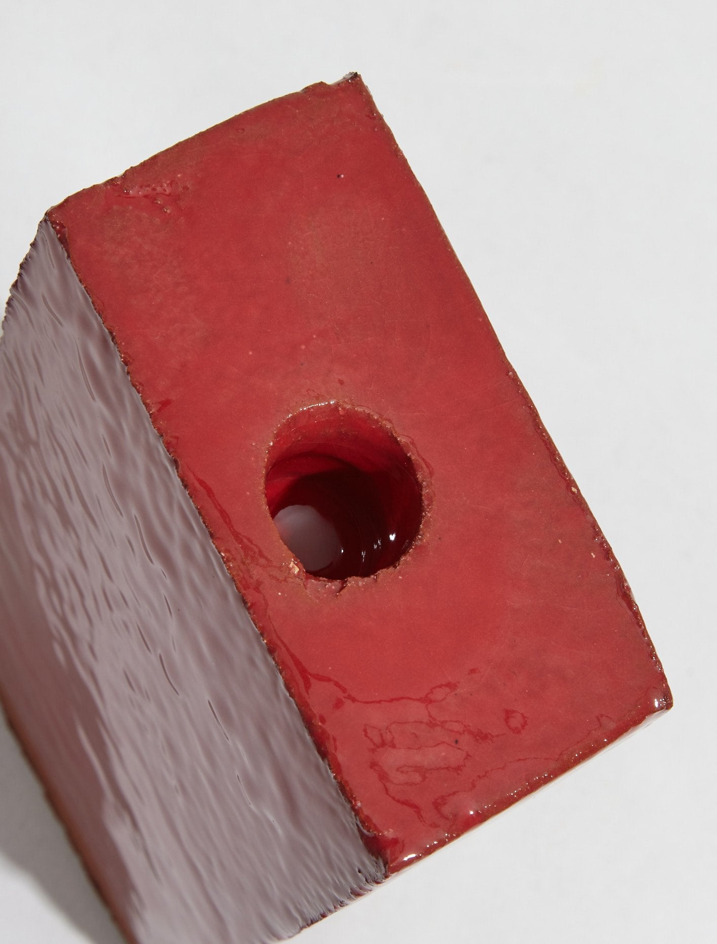 A Single Brick Candle Holder in Red