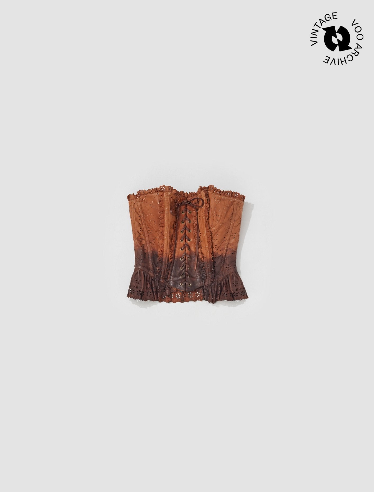 Leather Lace Bustier in Brown