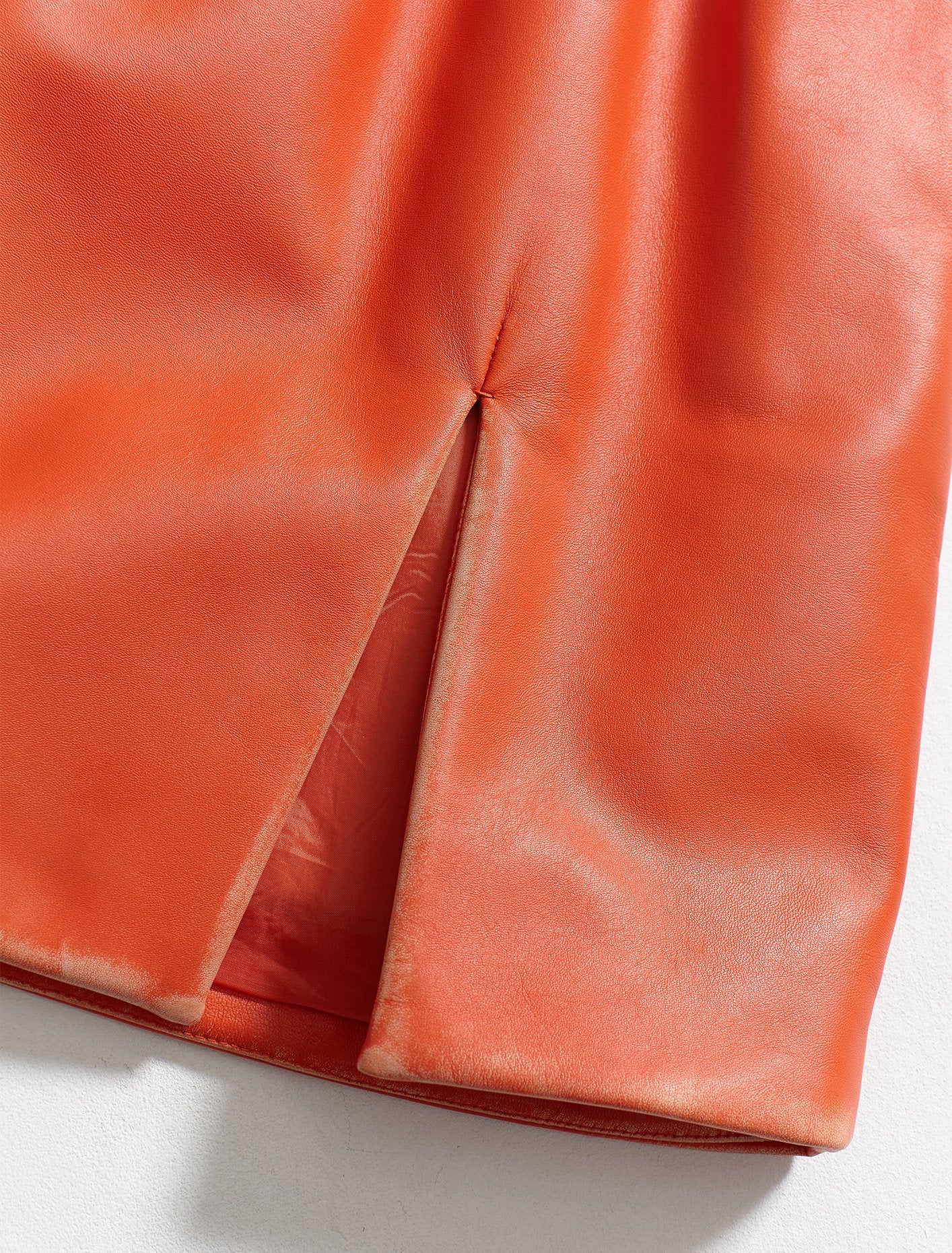 Leather Skirt in Burnt Orange