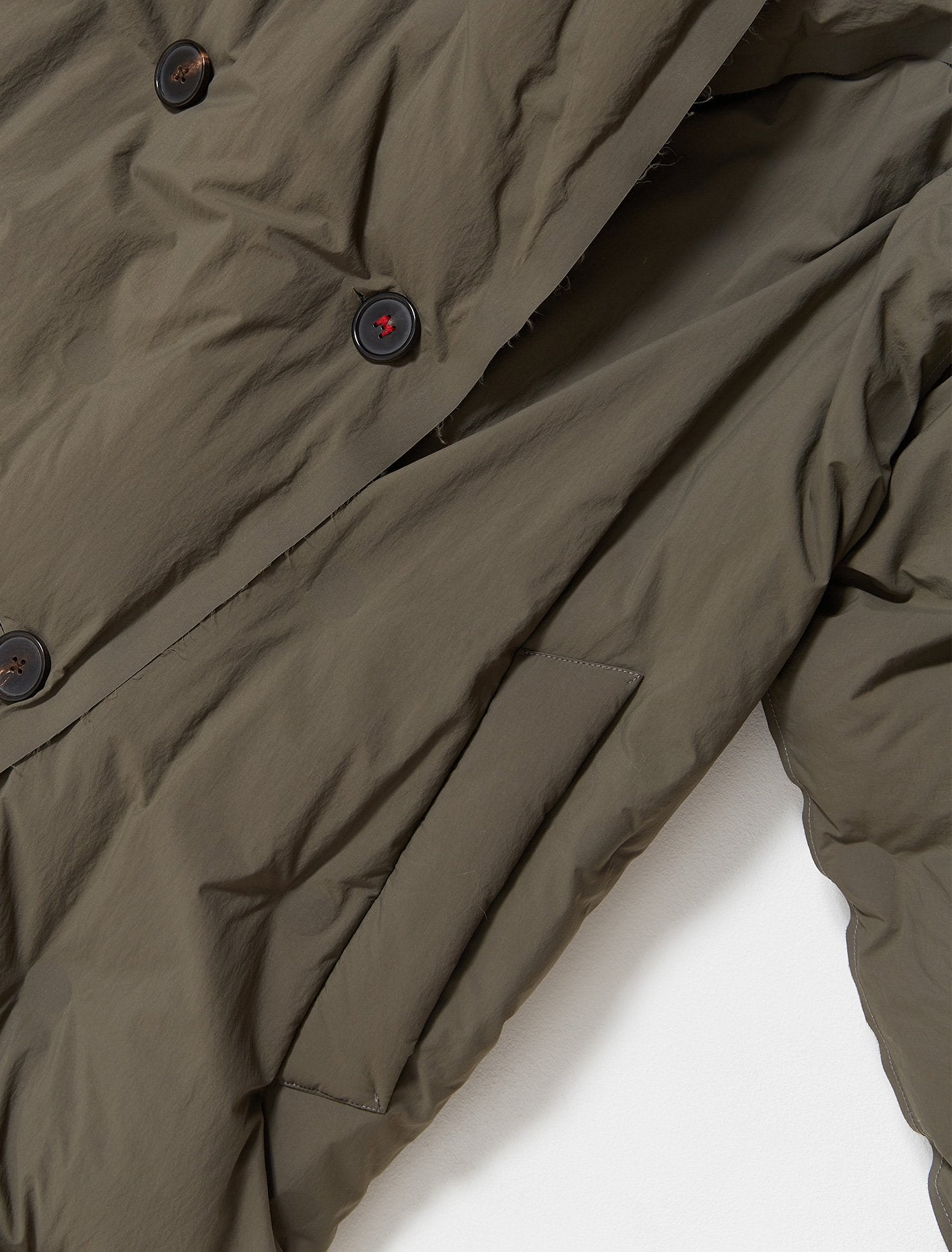 Double-Breasted Quilted Coat in Khaki