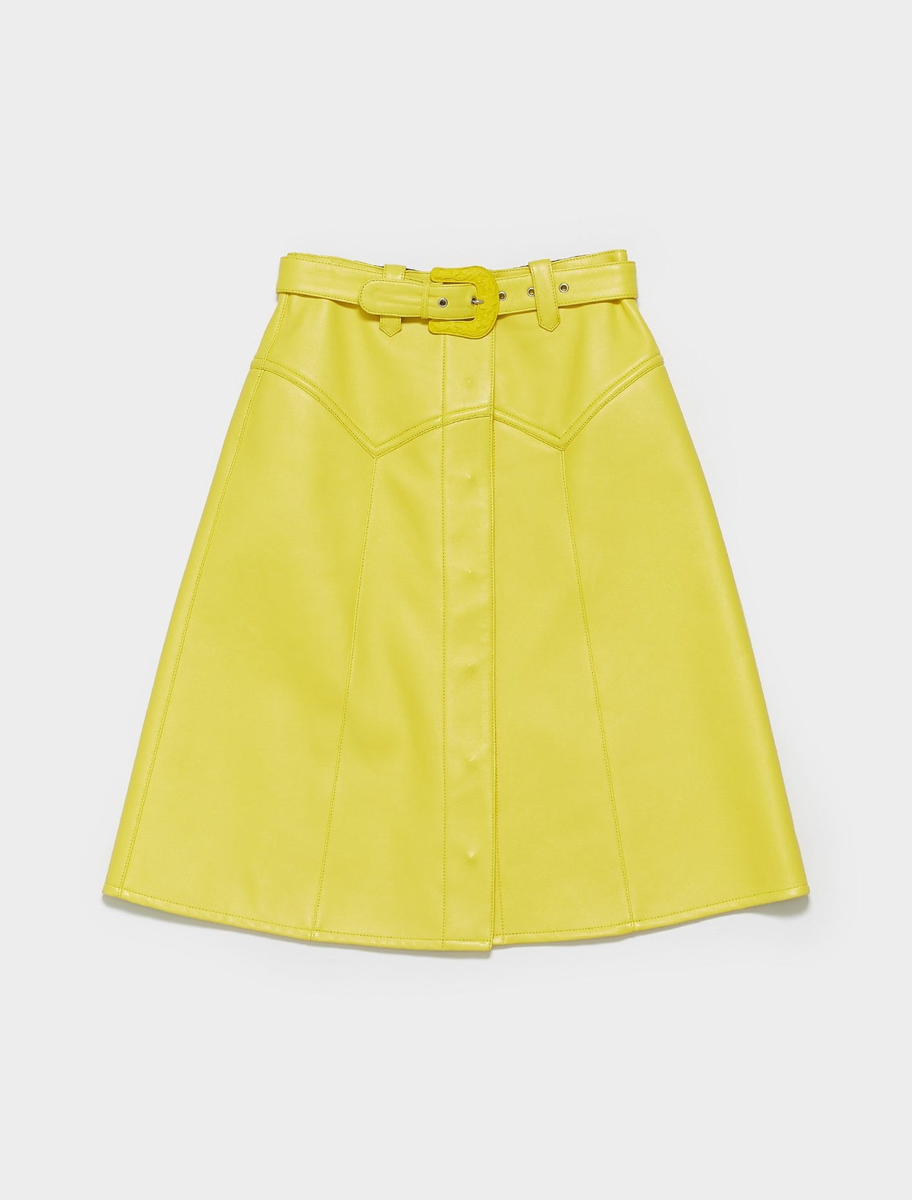 Faux Leather Skirt in Yellow