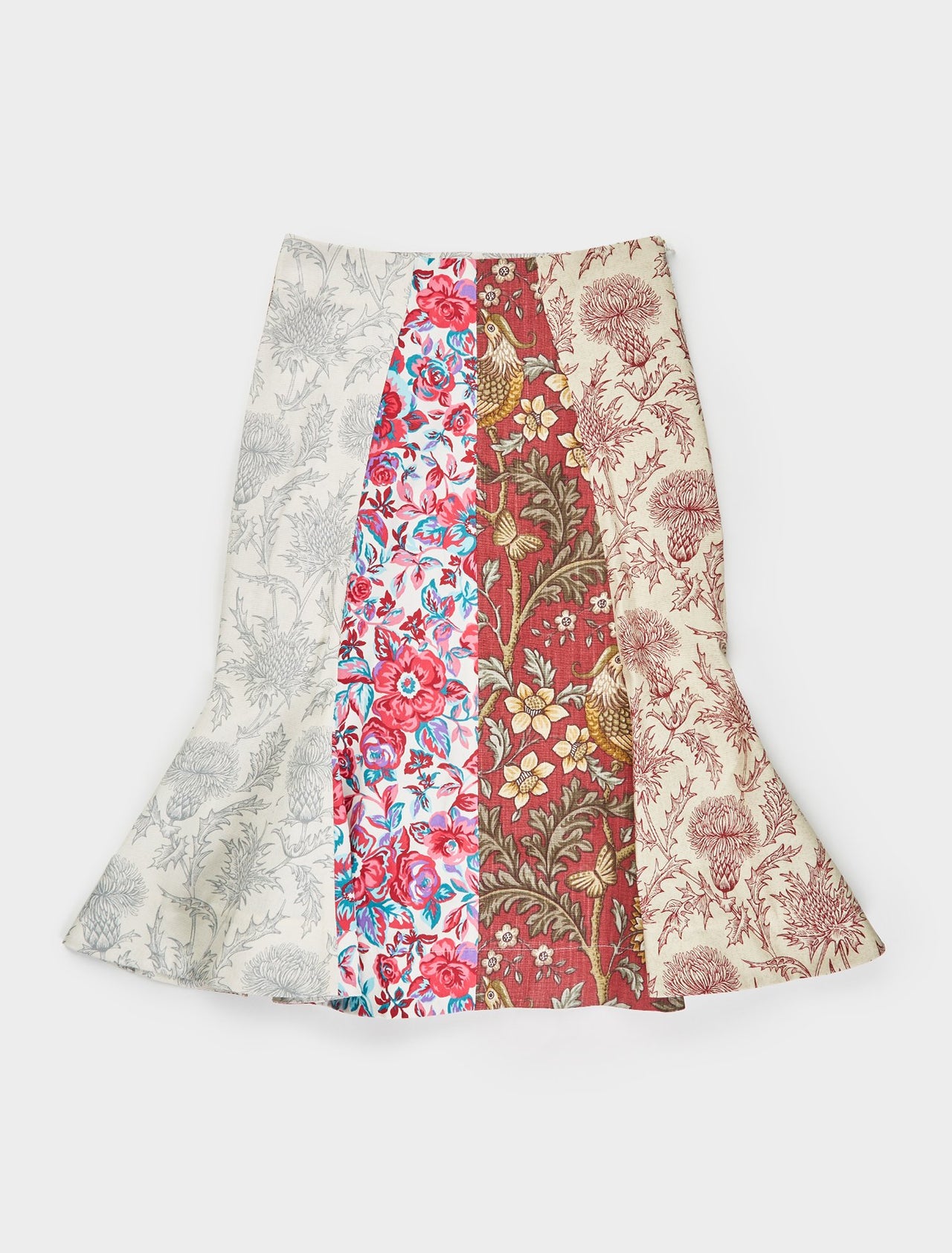 Regenerated Curtains Skirt in White Print