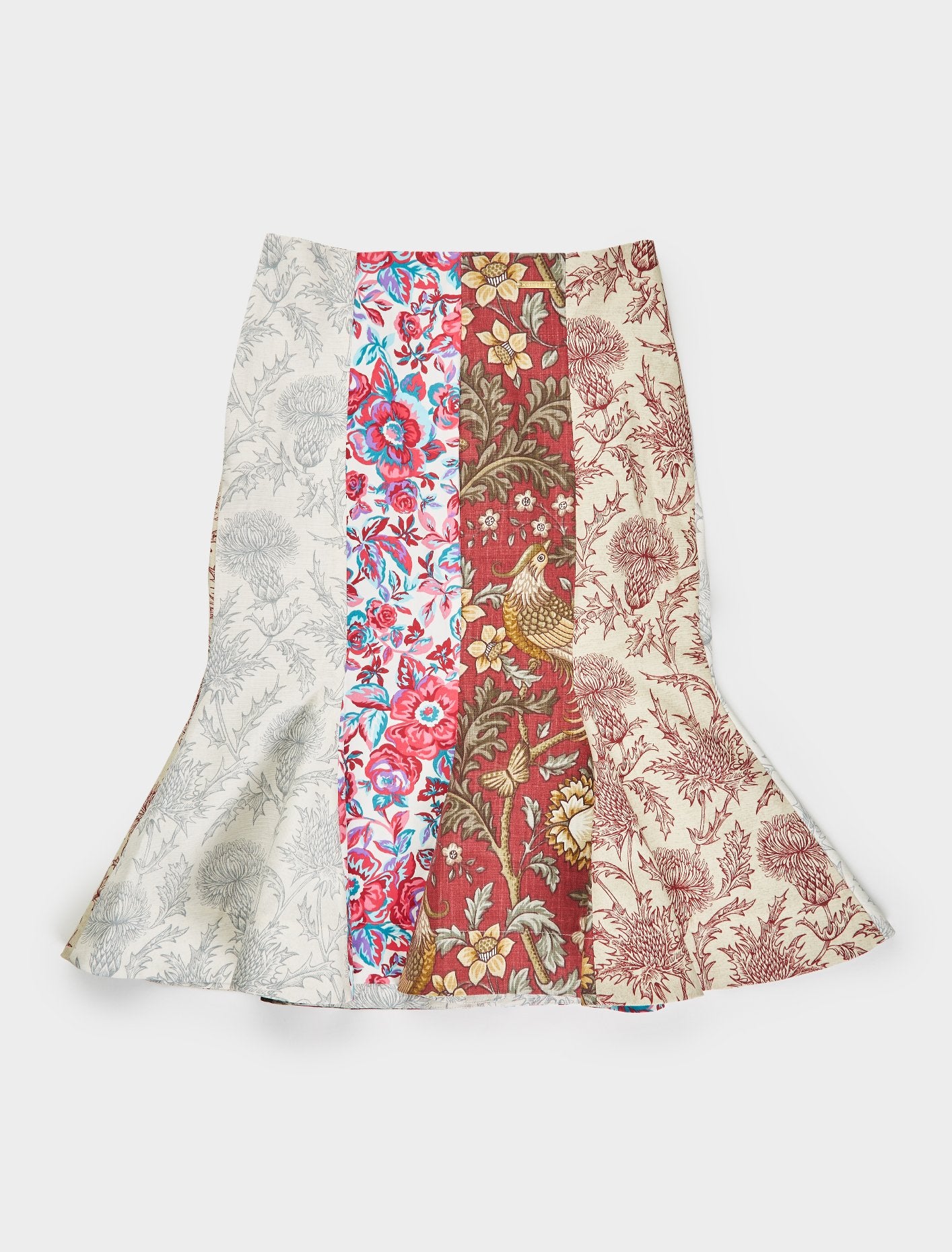 Regenerated Curtains Skirt in White Print