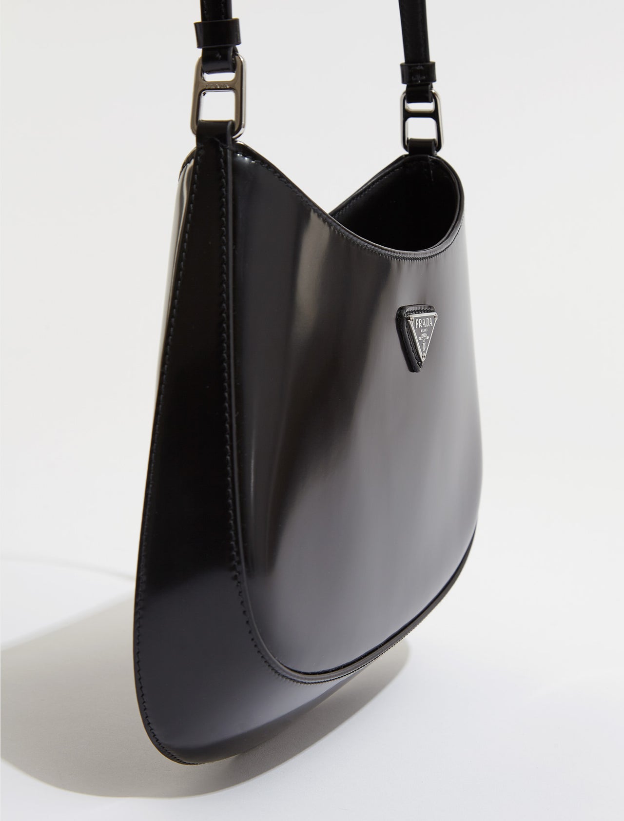 Cleo Brushed Leather Shoulder Bag in Black