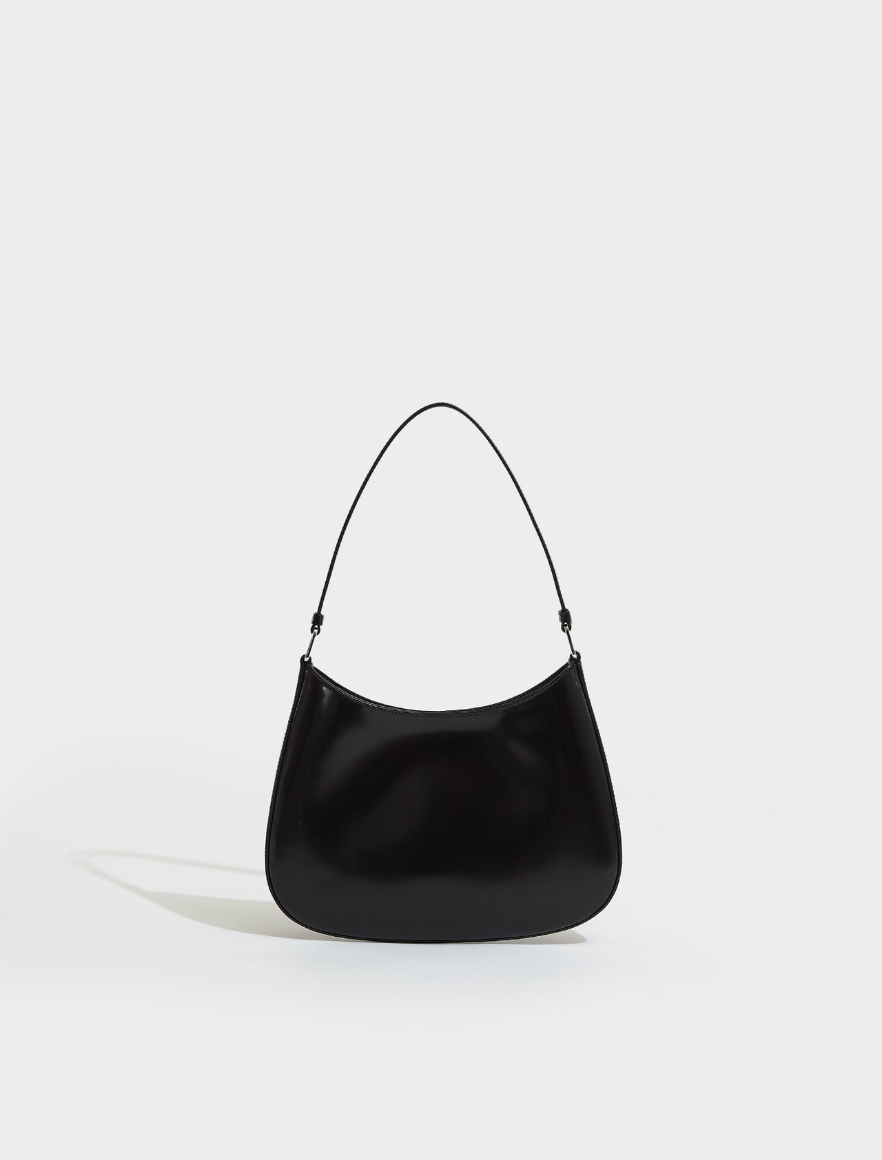 Cleo Brushed Leather Shoulder Bag in Black