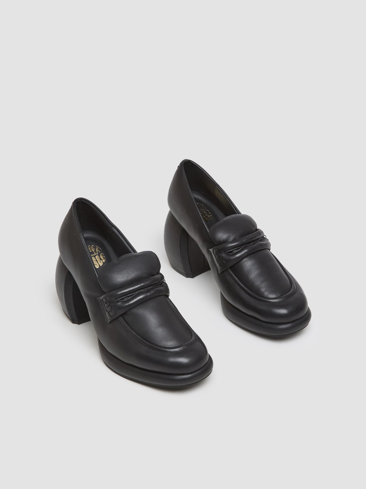 x Martine Rose Heeled Loafers in Black Leather