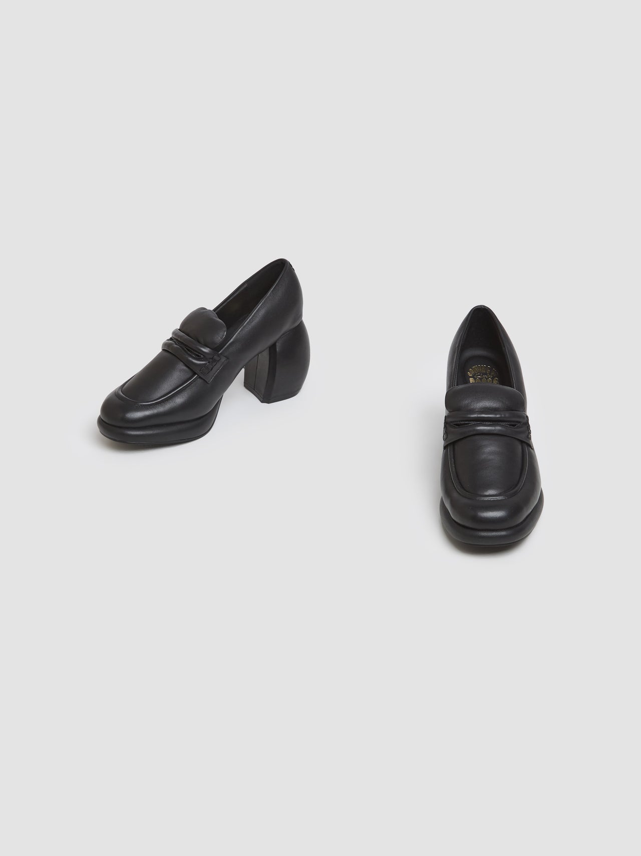 x Martine Rose Heeled Loafers in Black Leather