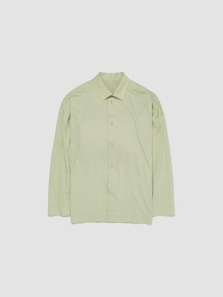 Issey Miyake グリーン 長袖シャツ シルクのような光沢感 HOMME PLISSE ISSEY MIYAKE オム プリッセ イッセイミヤケ