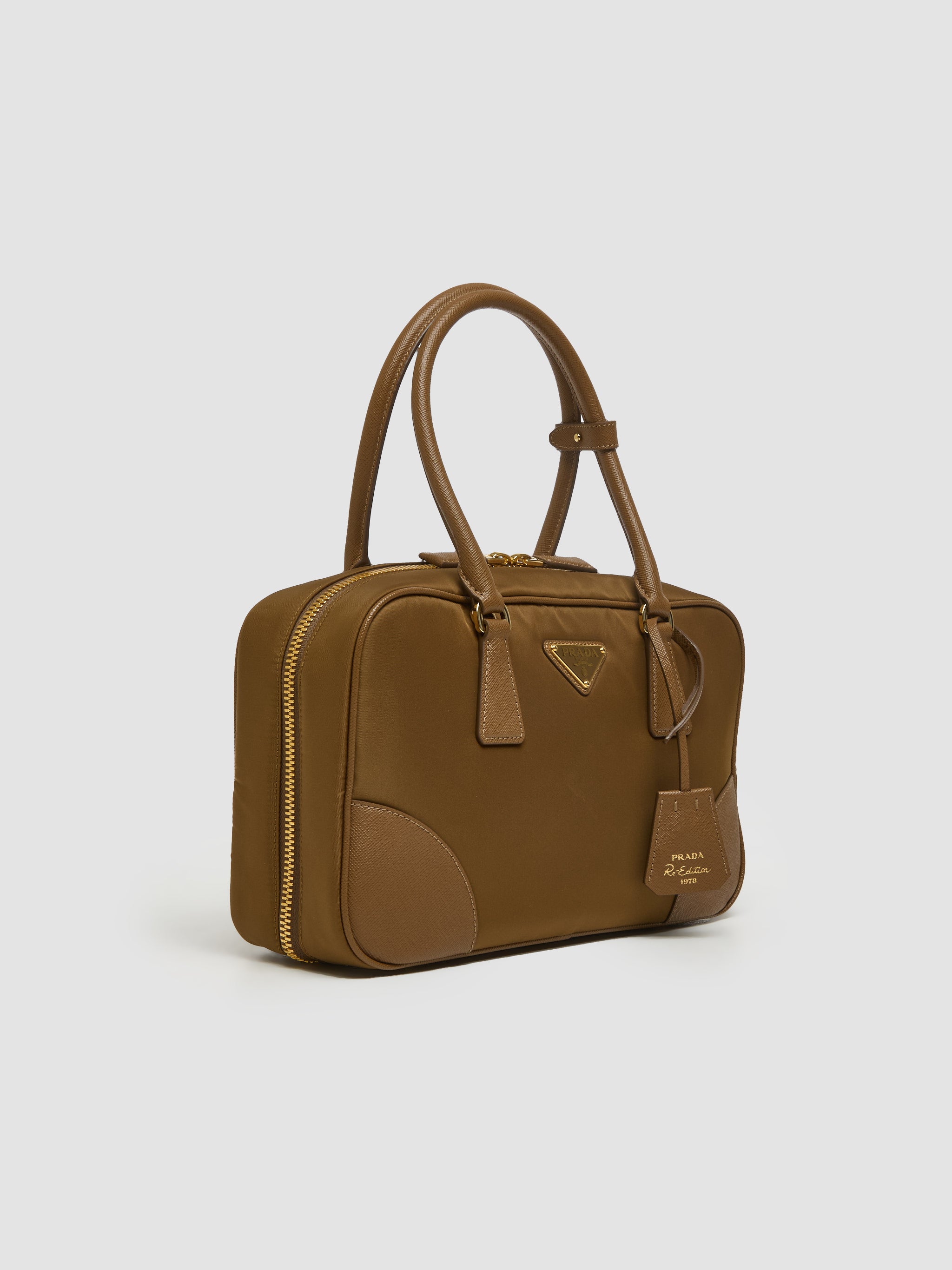 Re-Edition 1978 Medium Re-Nylon and Saffiano Leather Bag in Cork Beige