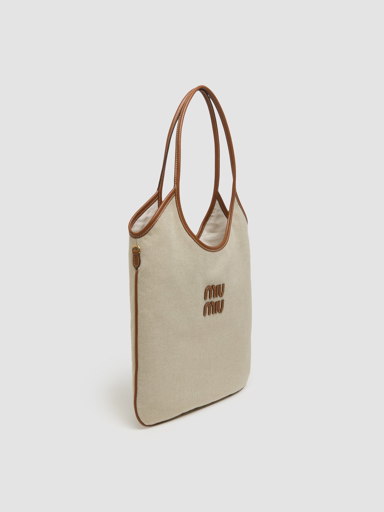 Canvas Tote Bag in Beige & Brandy