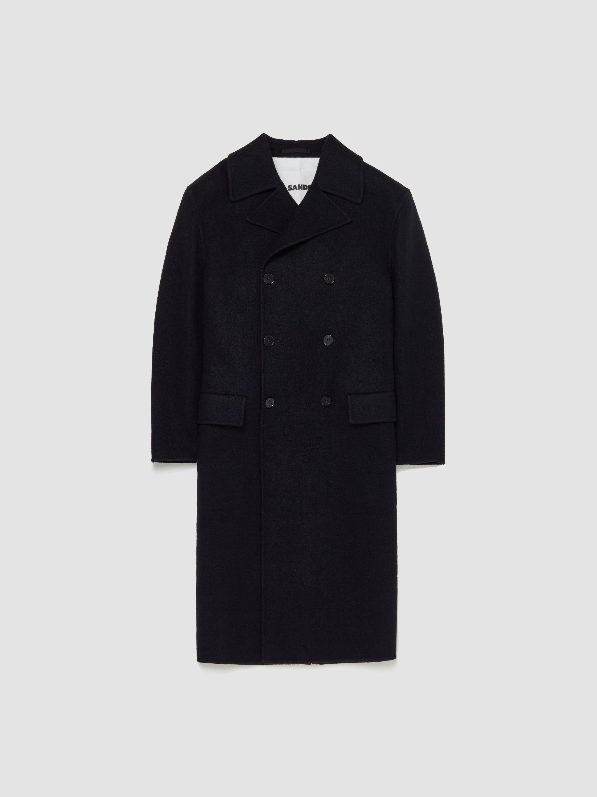 Double-Breasted Wool Coat in Black