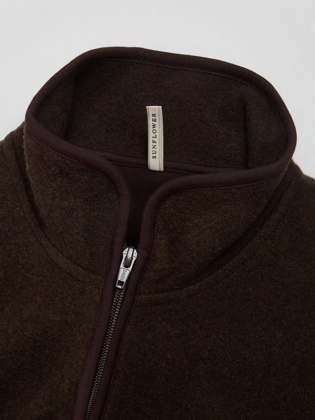 Wool Zip Sweater in Brown