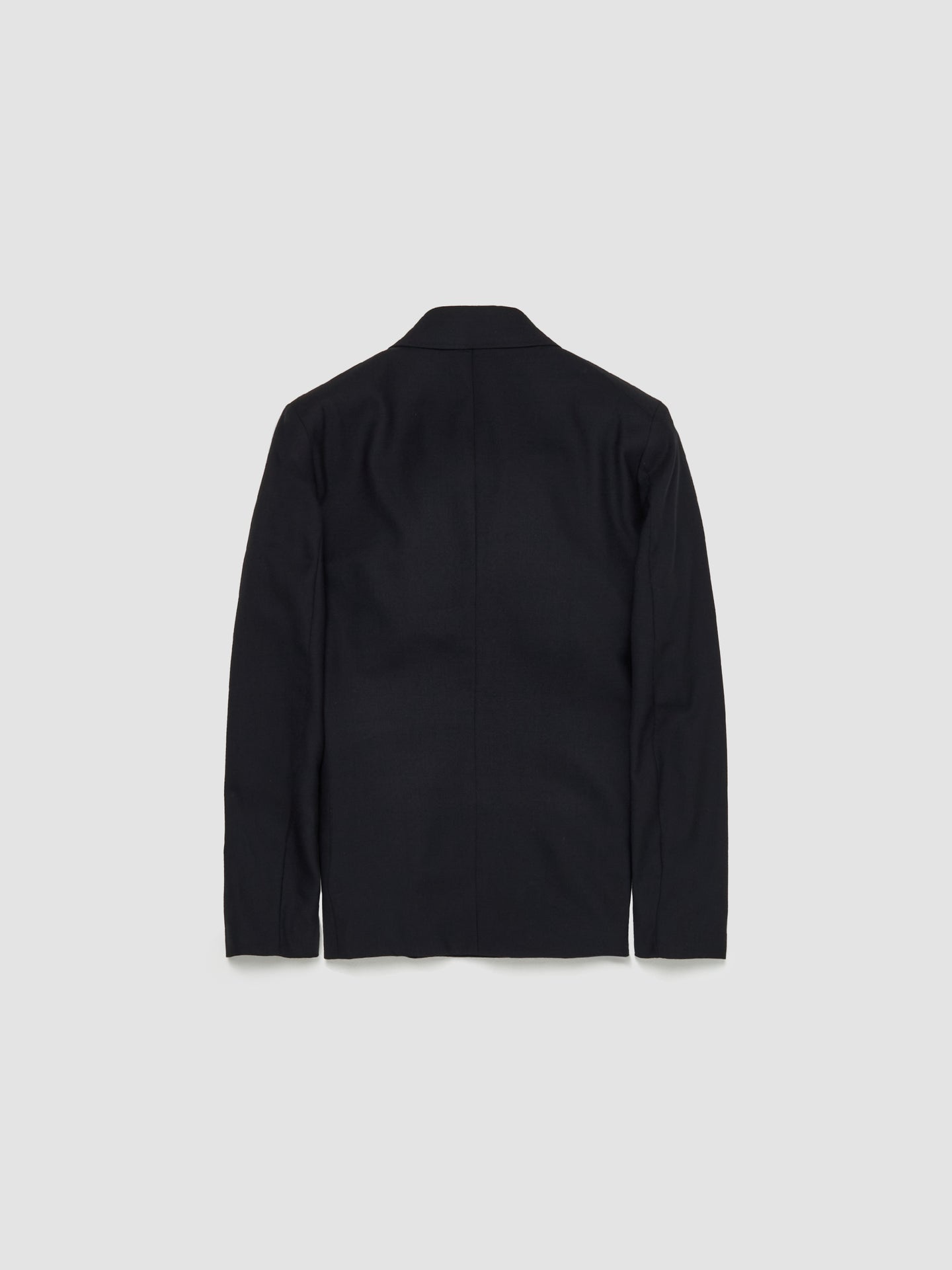 Unconstructed Double-Breasted Blazer in Black Panama Wool