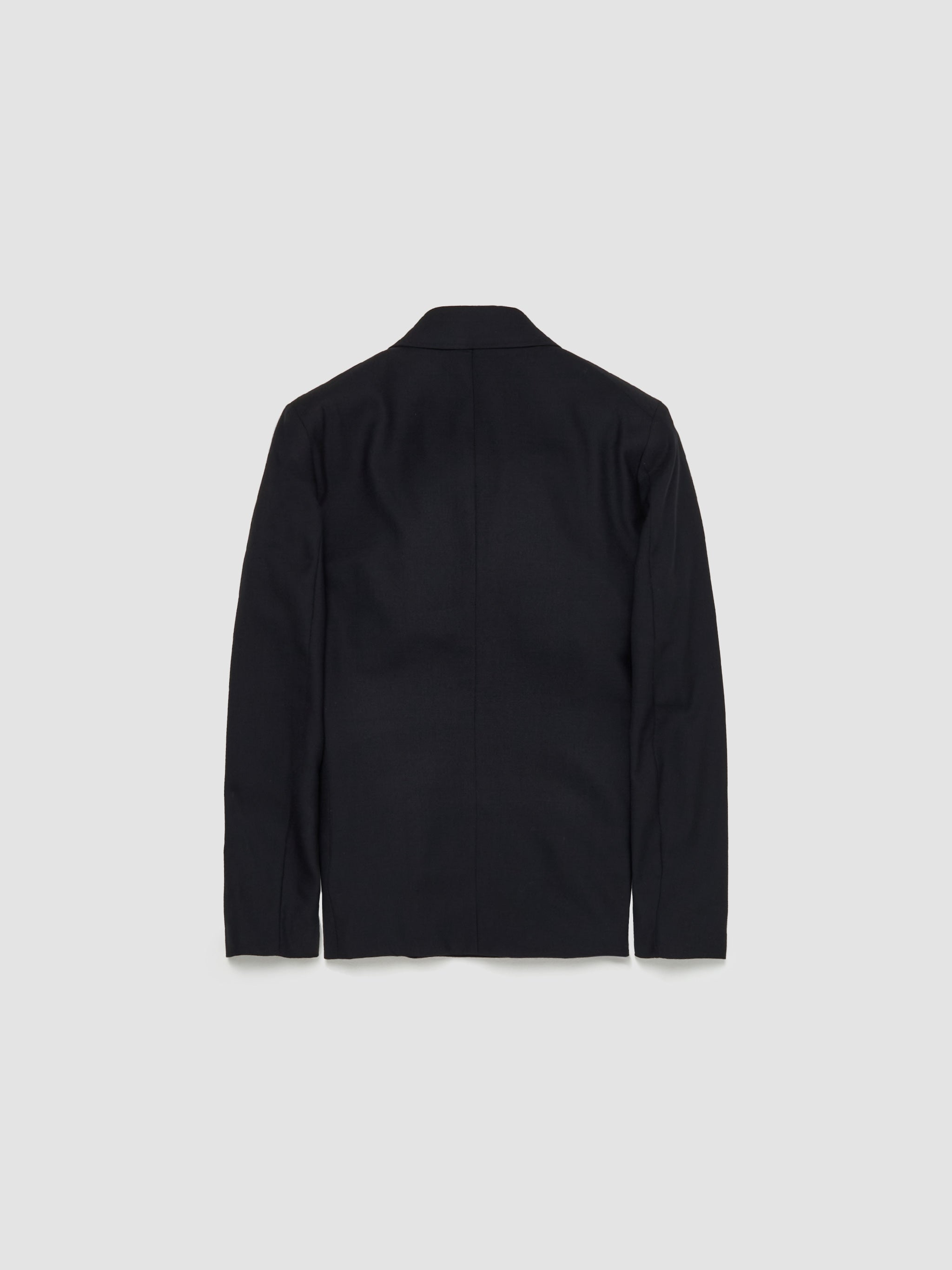 Unconstructed Double-Breasted Blazer in Black Panama Wool