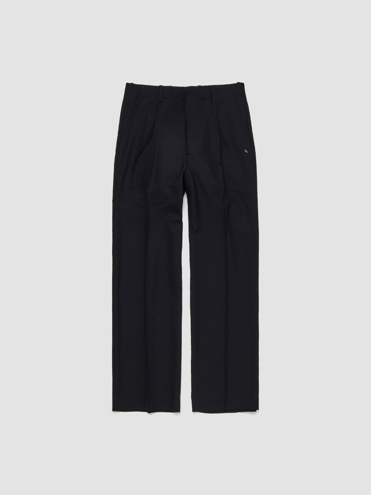 Borrowed Chino Trousers in Black Panama Wool