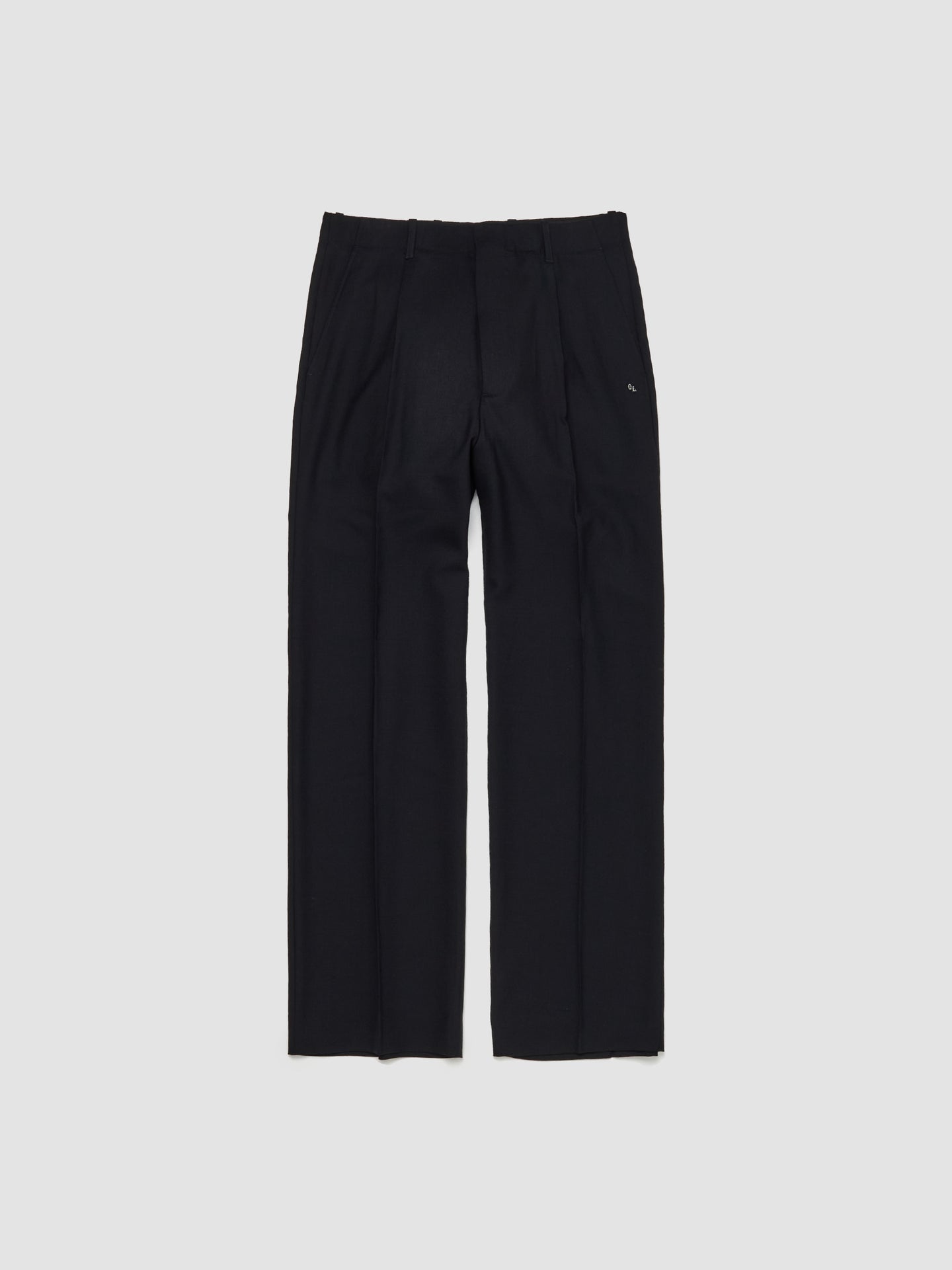 Borrowed Chino Trousers in Black Panama Wool