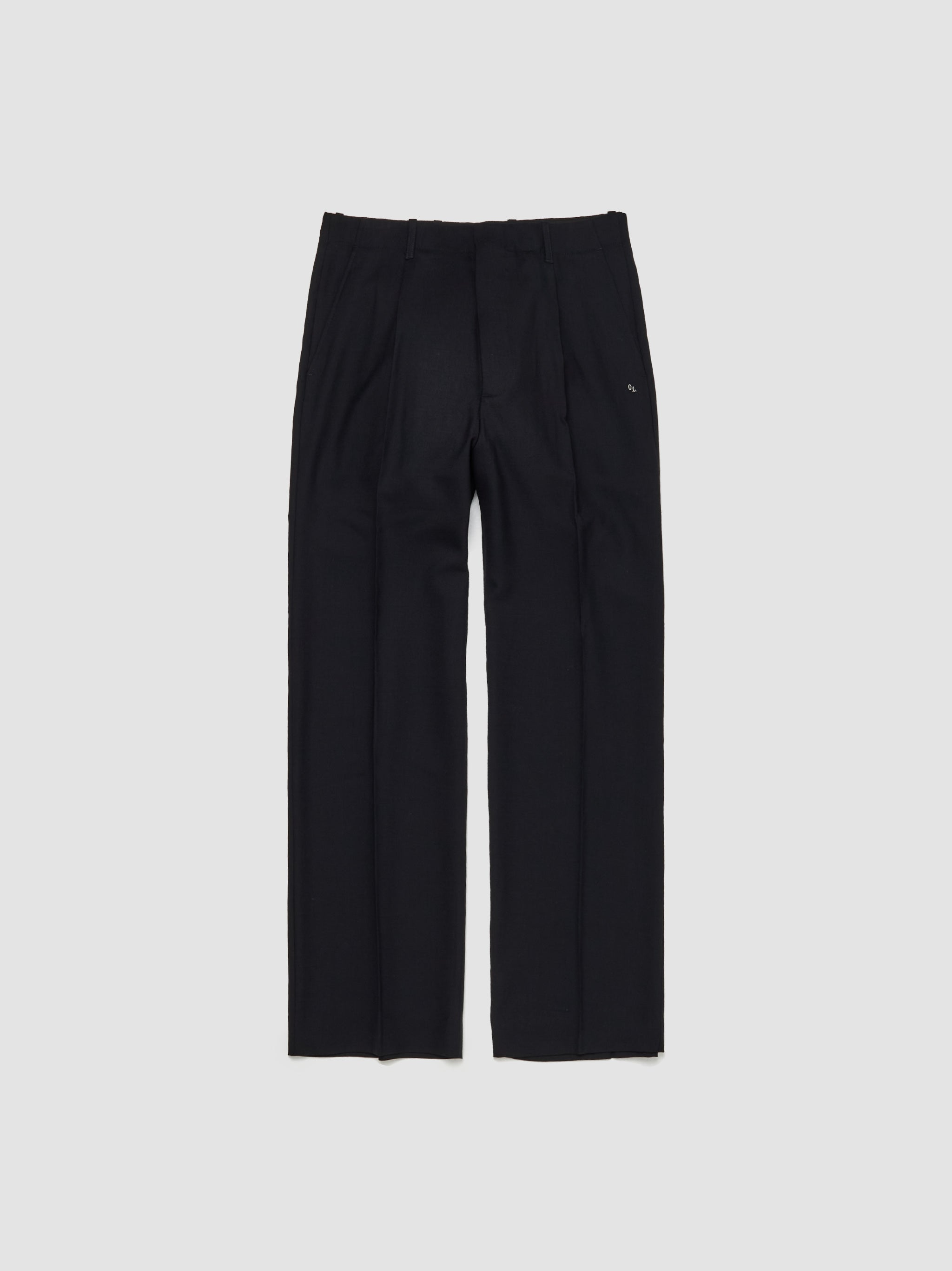 Borrowed Chino Trousers in Black Panama Wool