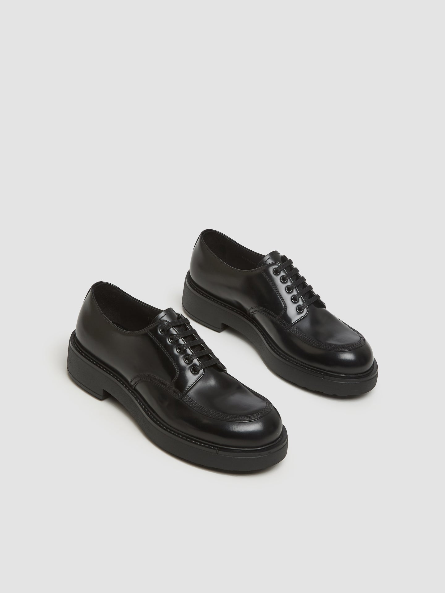 Brushed Leather Derby Shoes in Black