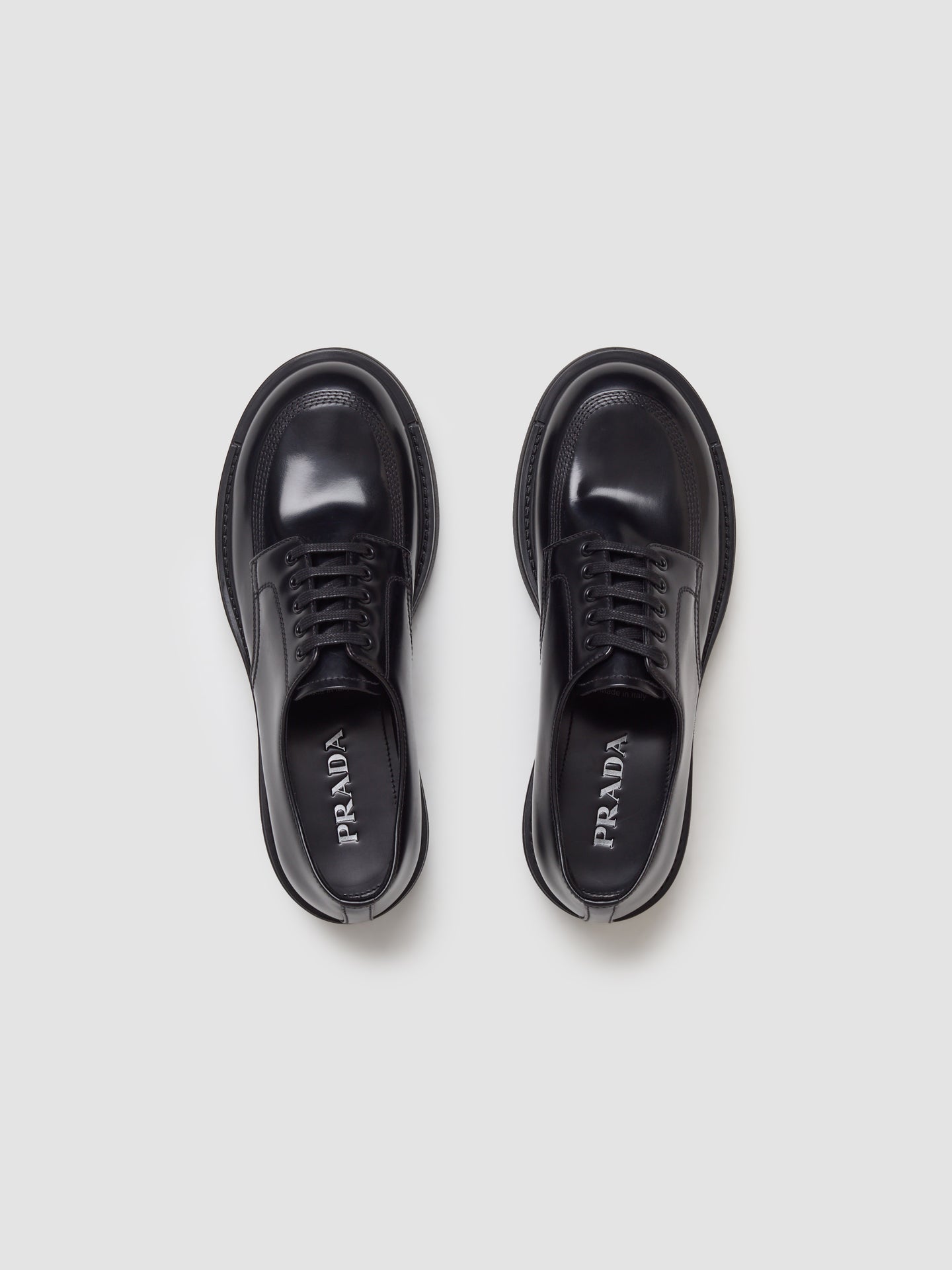 Brushed Leather Derby Shoes in Black