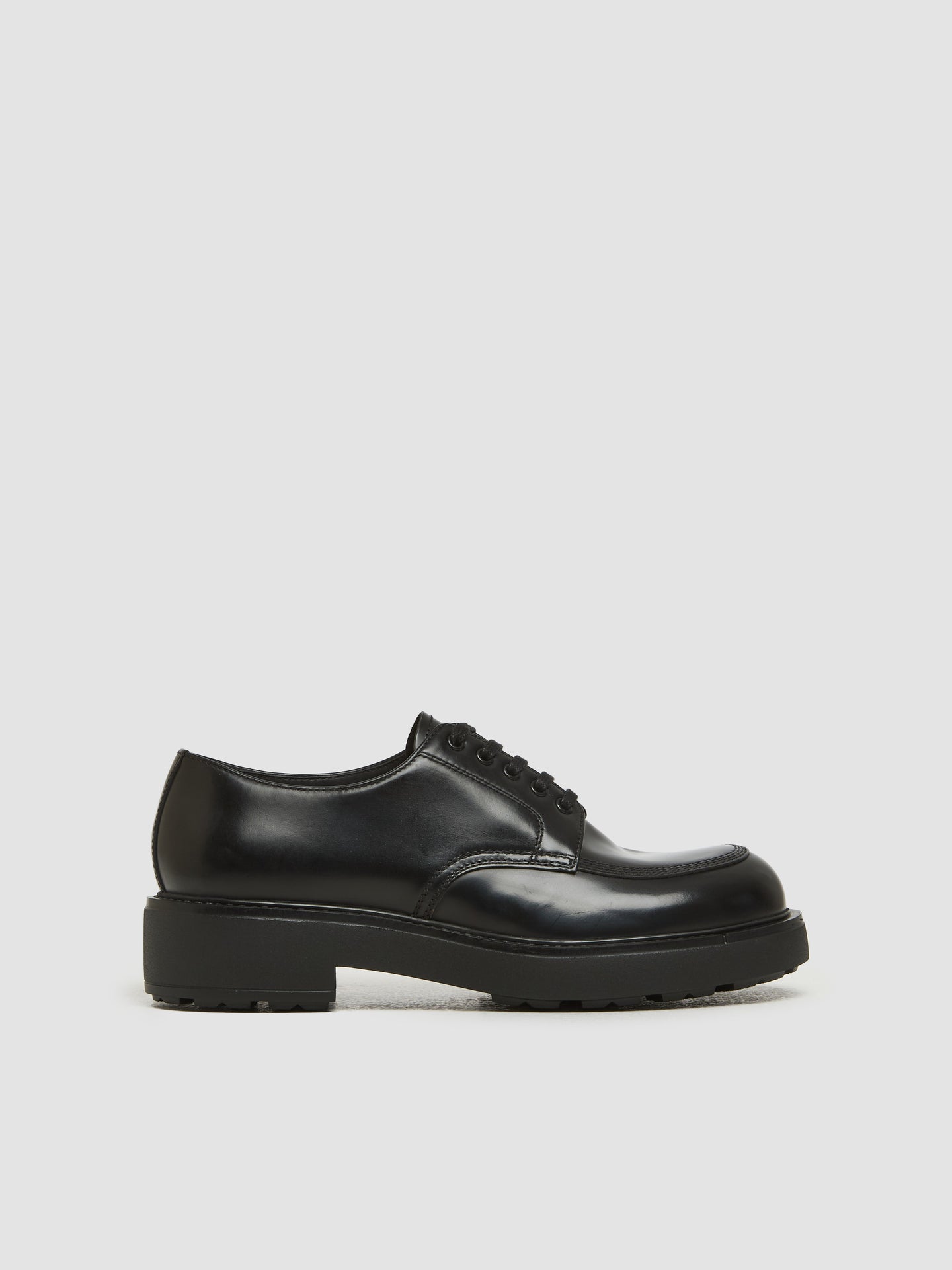 Brushed Leather Derby Shoes in Black