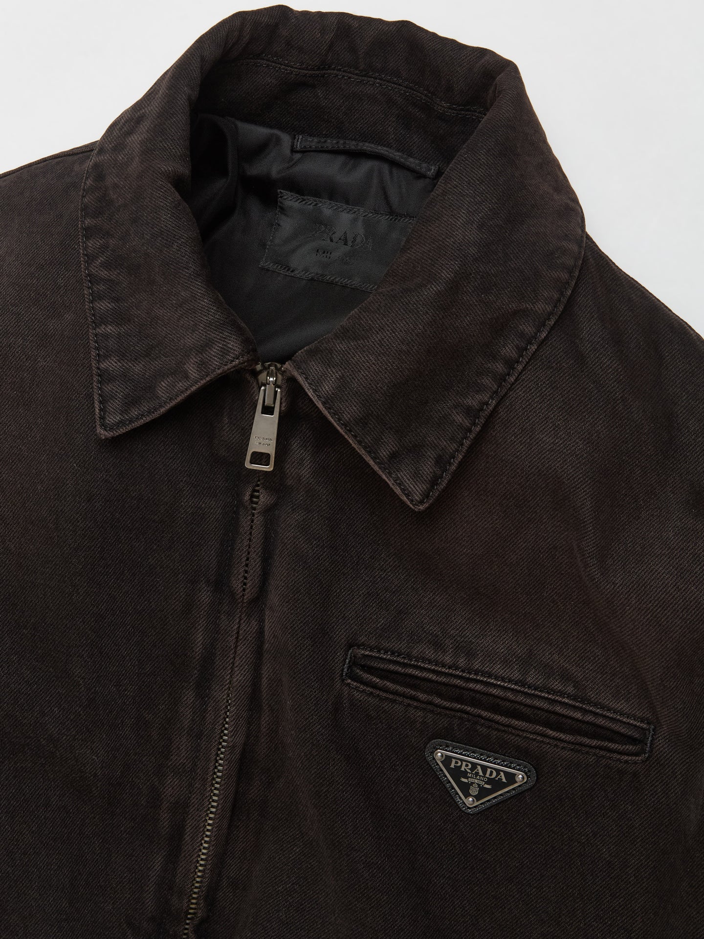 Padded Denim Jacket in Brown