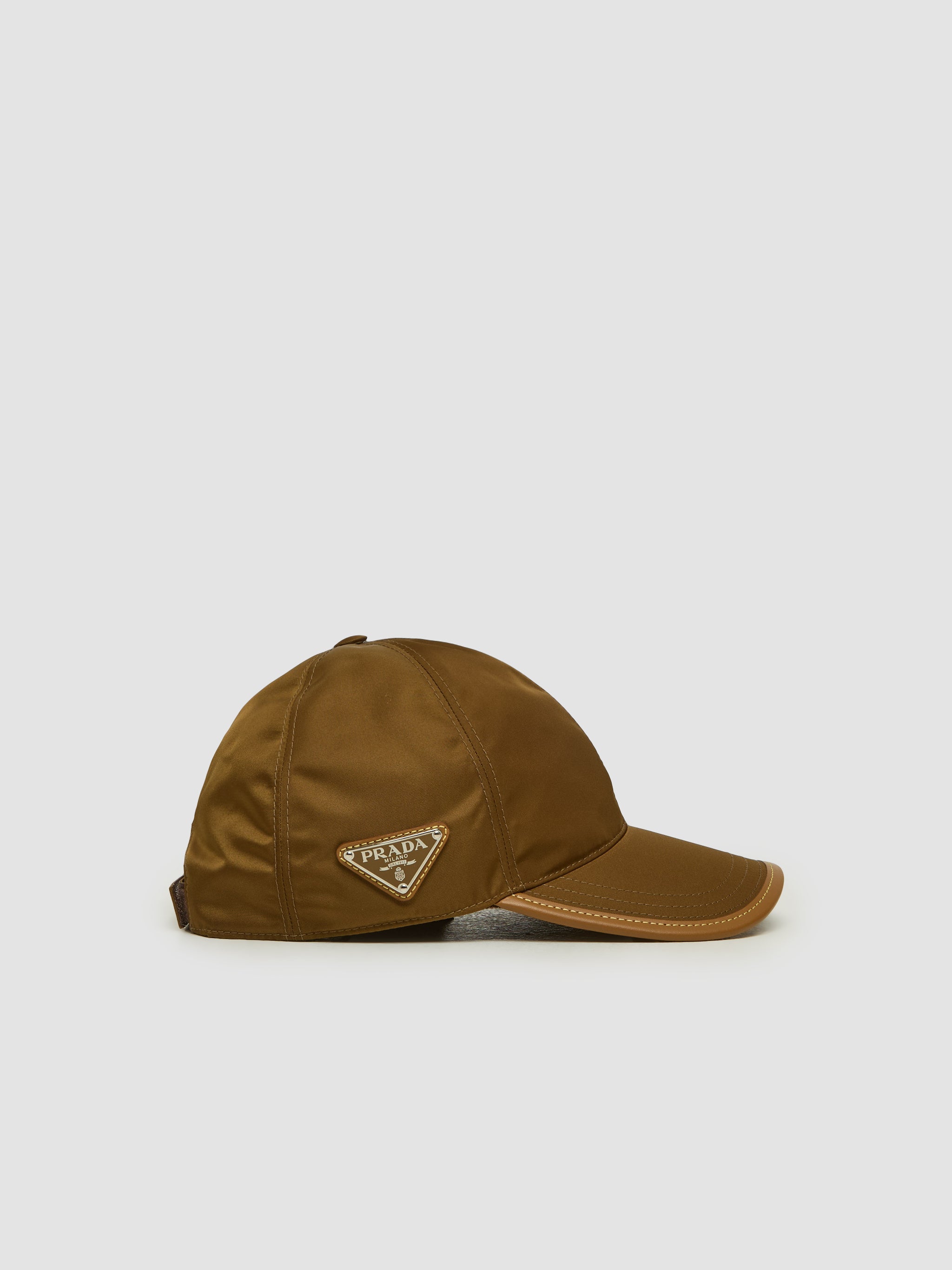Prada Re-Nylon and Leather Baseball Cap in Cork - Main Image