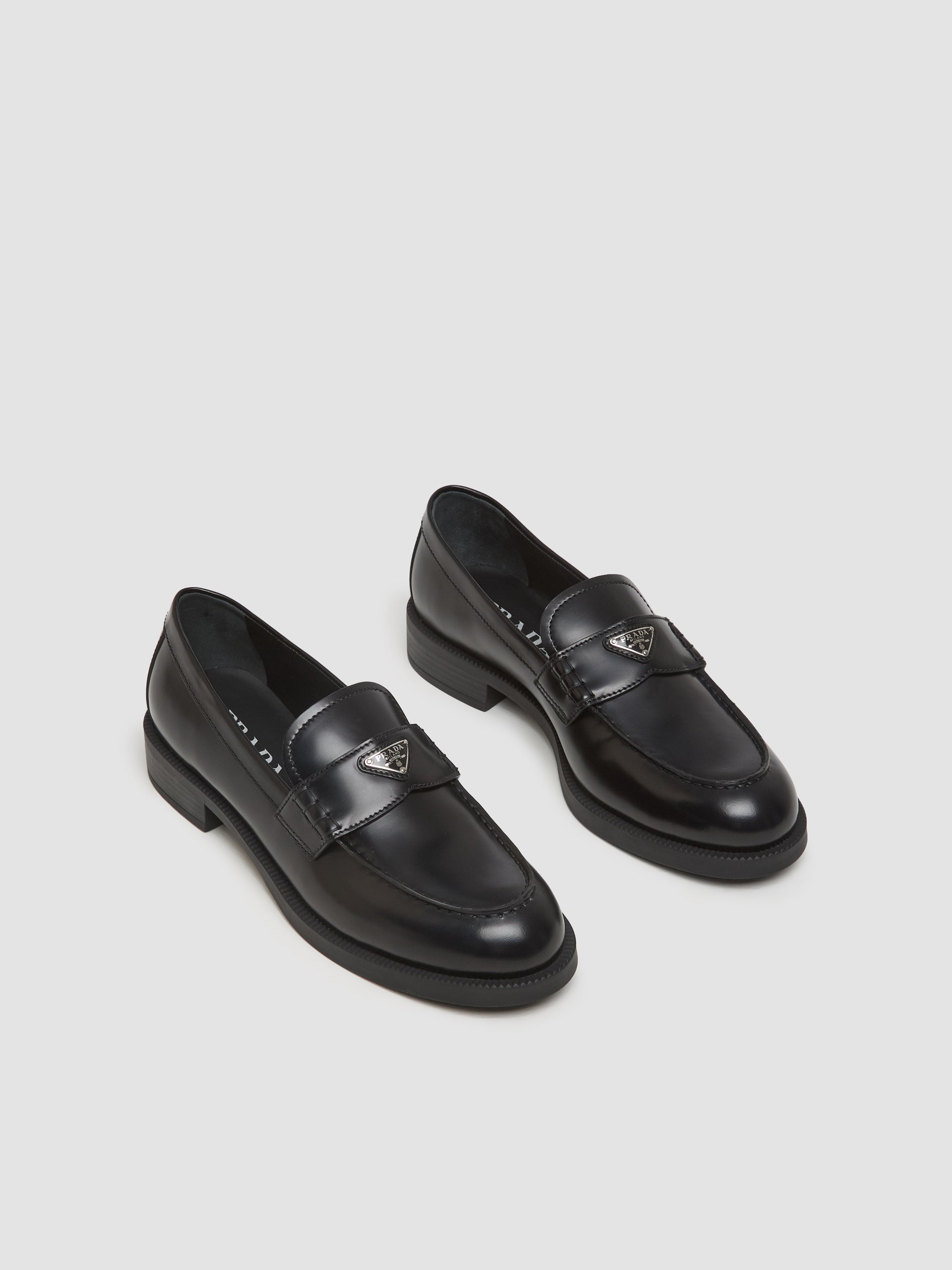 Brushed Leather Loafers in Black