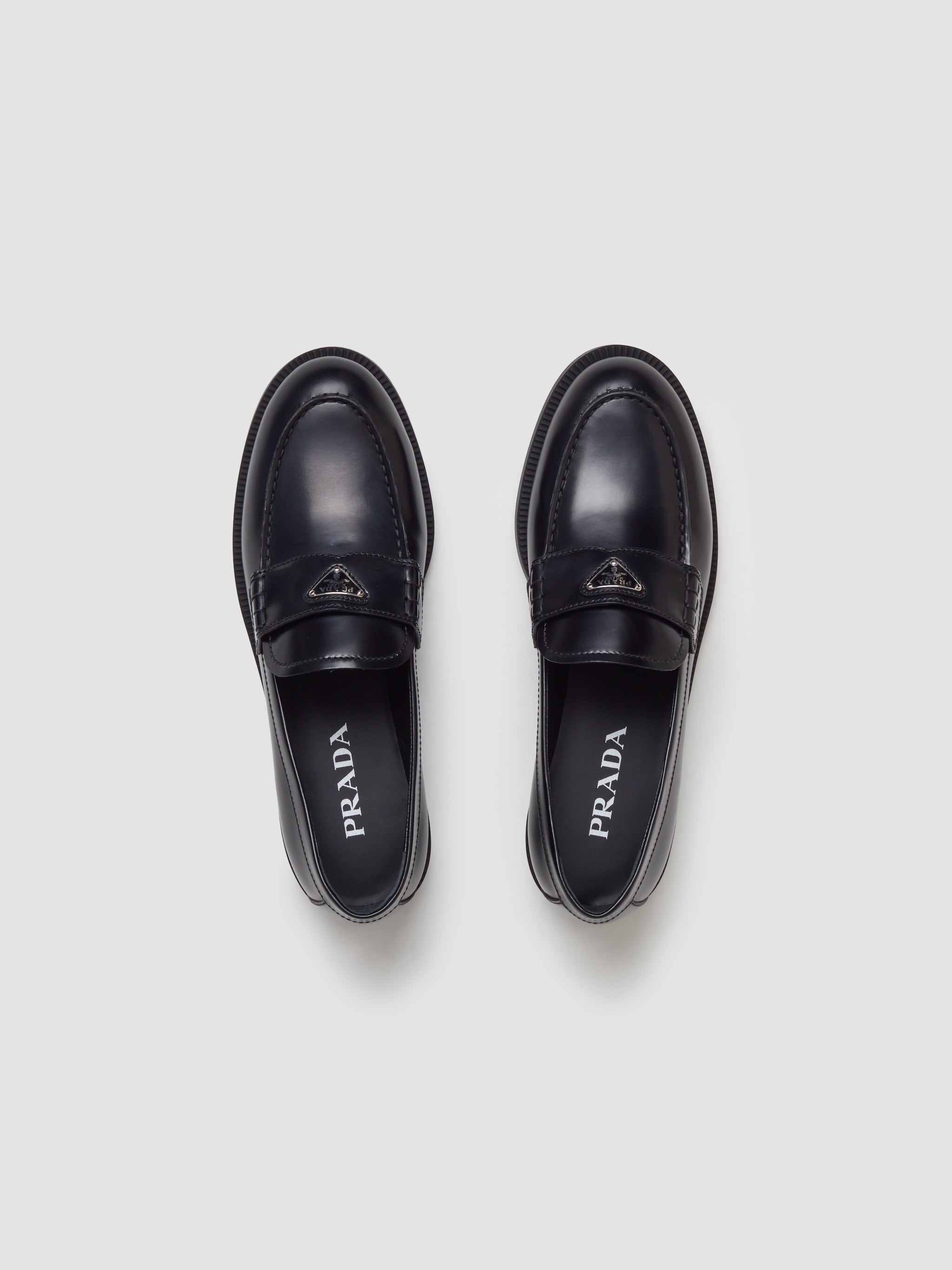 Brushed Leather Loafers in Black