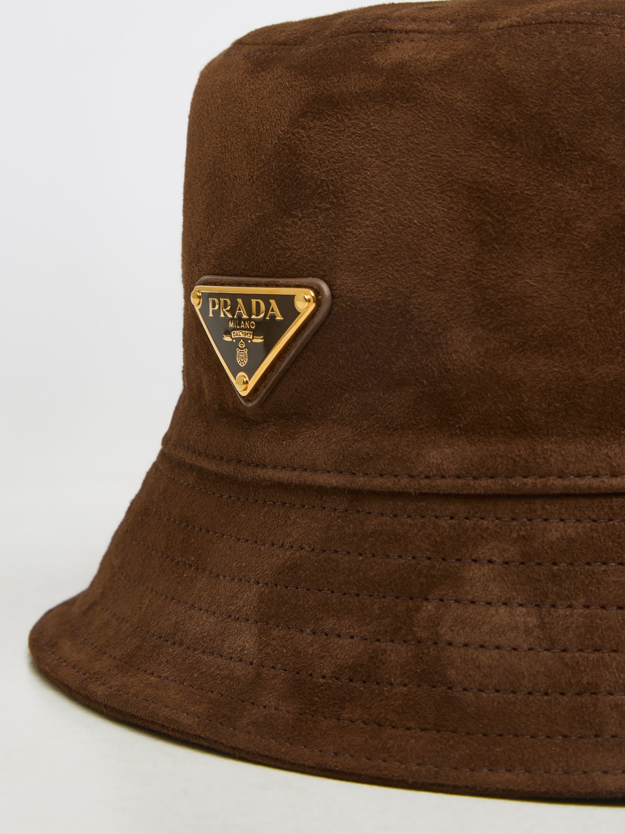 Suede Leather Bucket Hat in Cocoa