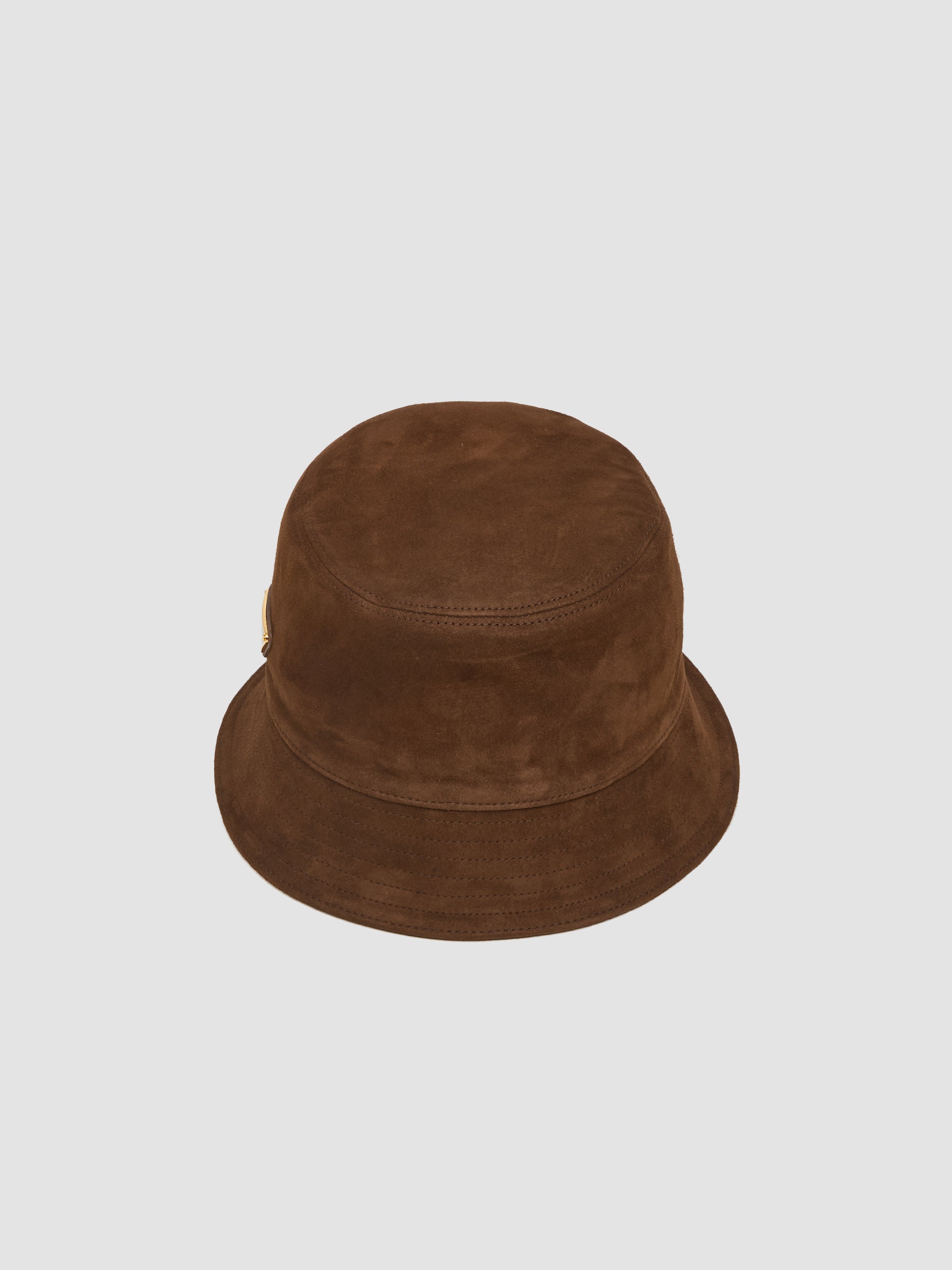 Suede Leather Bucket Hat in Cocoa