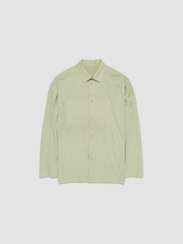 Pleated Popeline Shirt in Light Jade Green