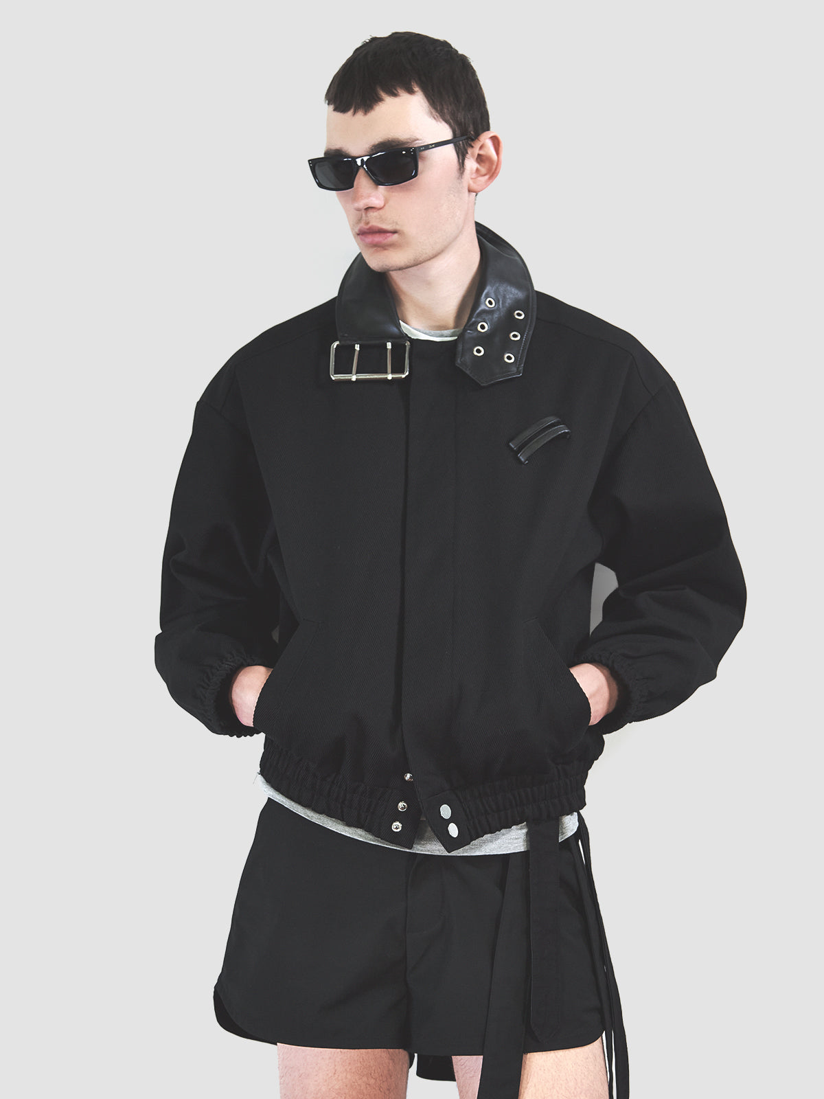 Alliance Collar Belt Jacket in Black